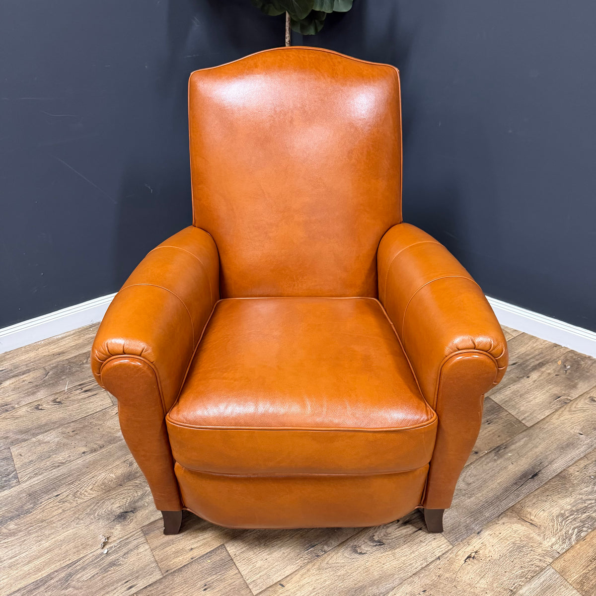 Ethan Allen Leather Arm Chair with Ottoman - Set of 2