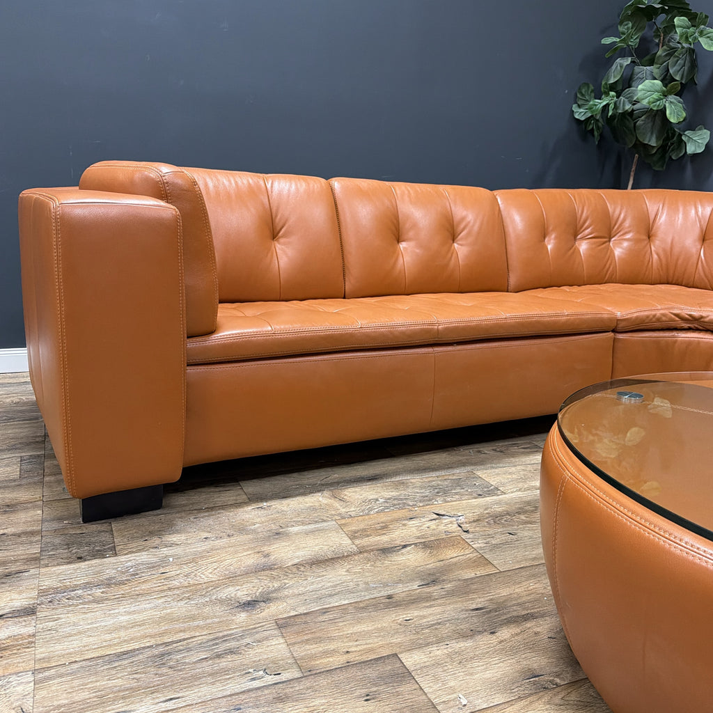 W. Schillig Leather Sofa with Matching Coffee Table