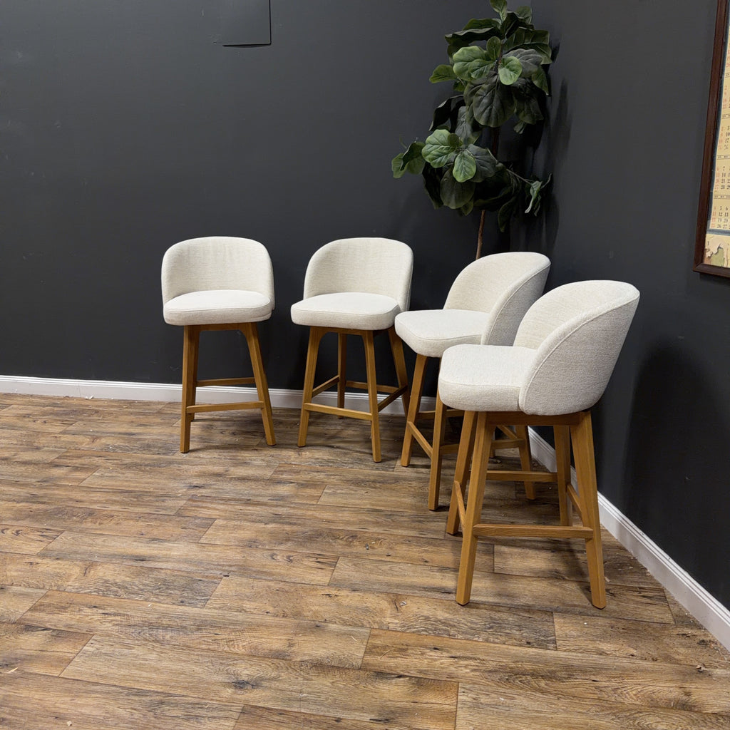 Article Alta Swivel Counter Stool - Oak And Camellia Ivory - Set of 4