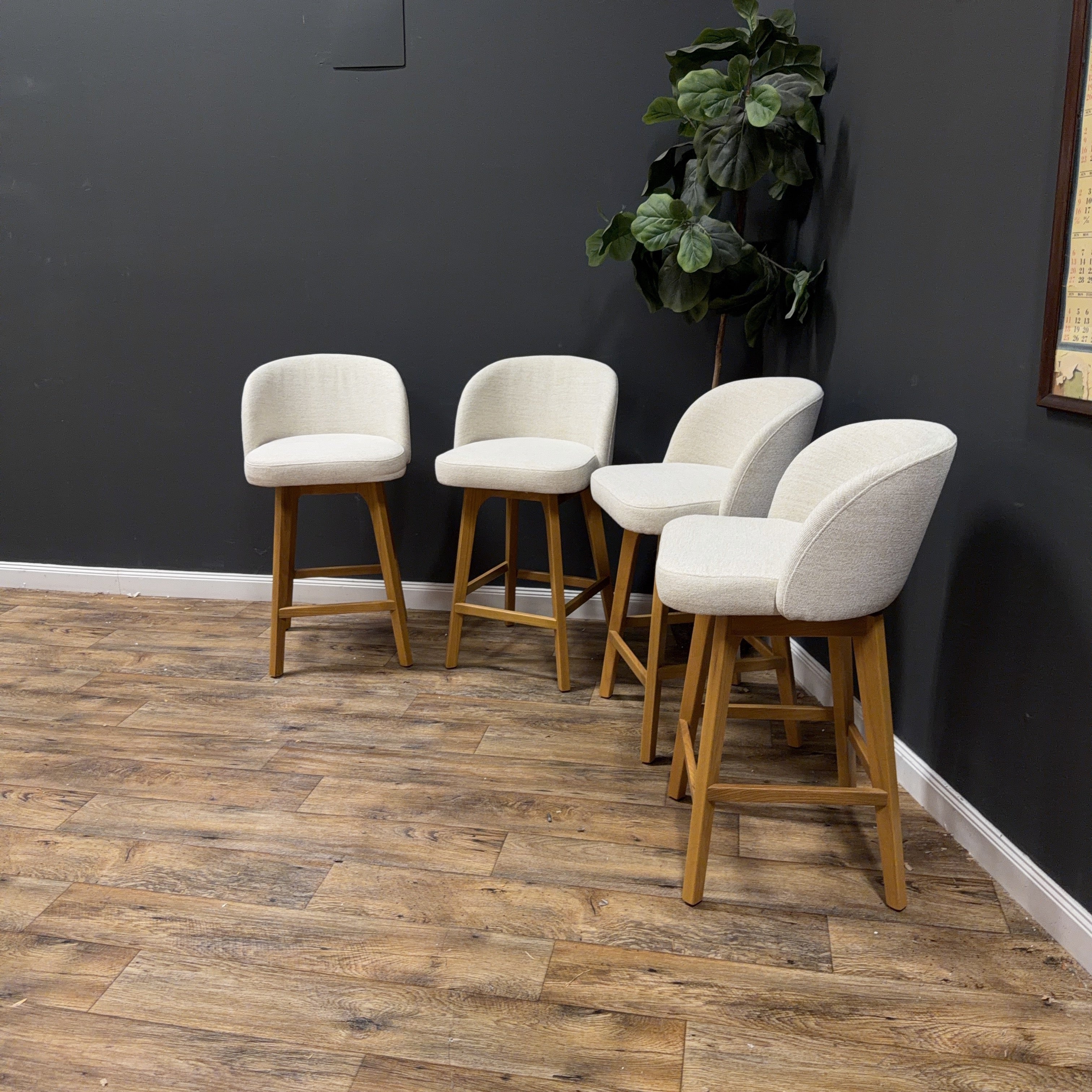 Article Alta Swivel Counter Stool - Oak And Camellia Ivory - Set of 4