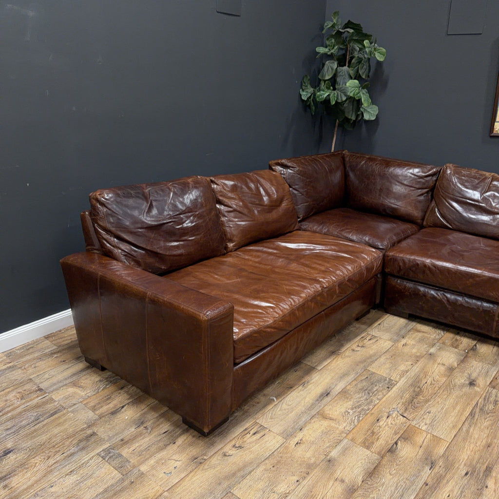 Restoration Hardware Maxwell Leather Sectional Sofa