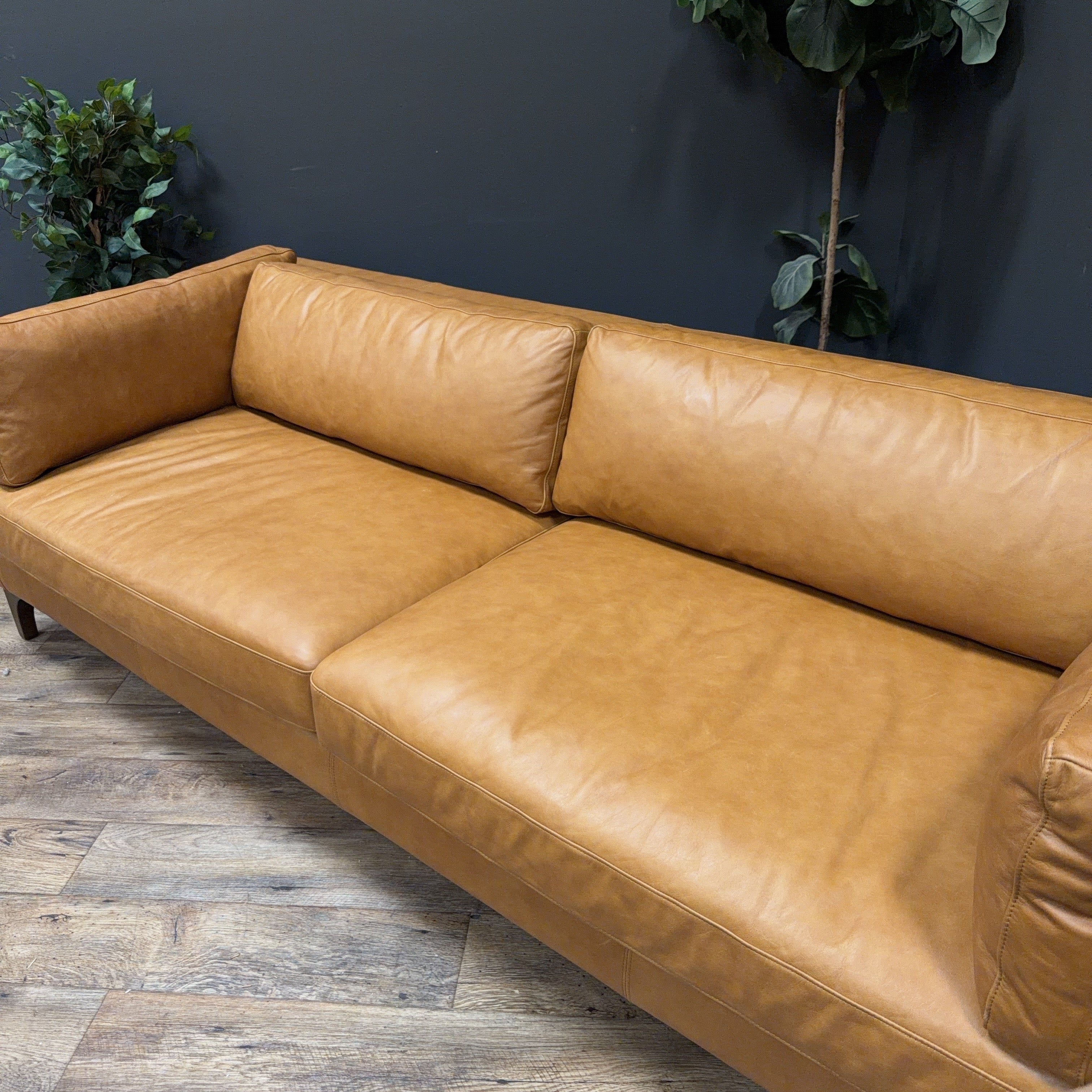 Poly & Bark Argan Leather Sofa — Cognac Tan