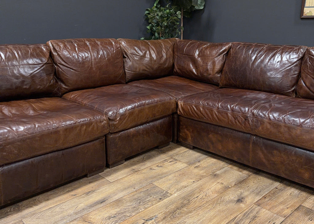 Restoration Hardware Maxwell Leather Modular Sectional
