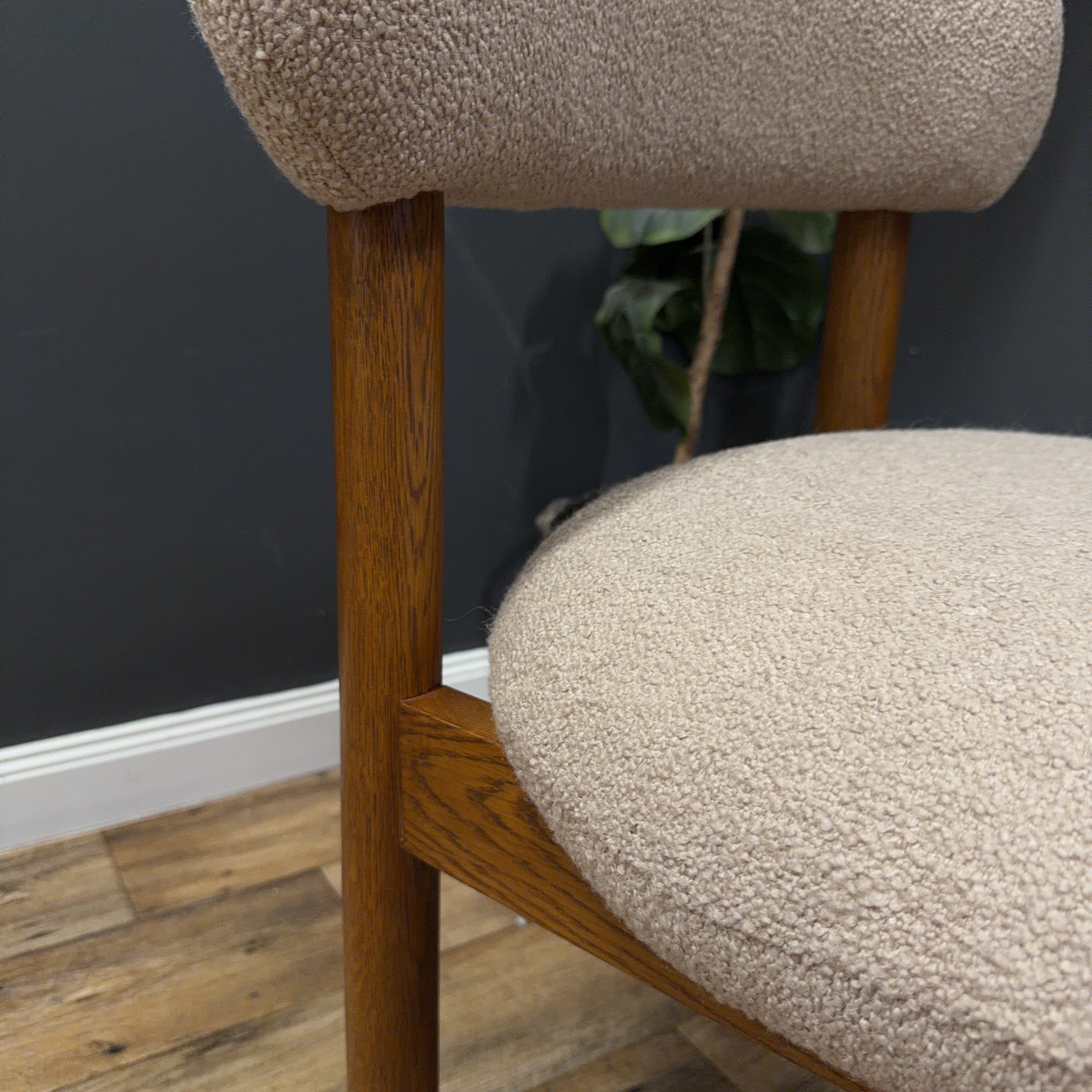 Article Munk Dining Chair - Smoked Oak And Sandstone Wool Bouclé - Set of 2