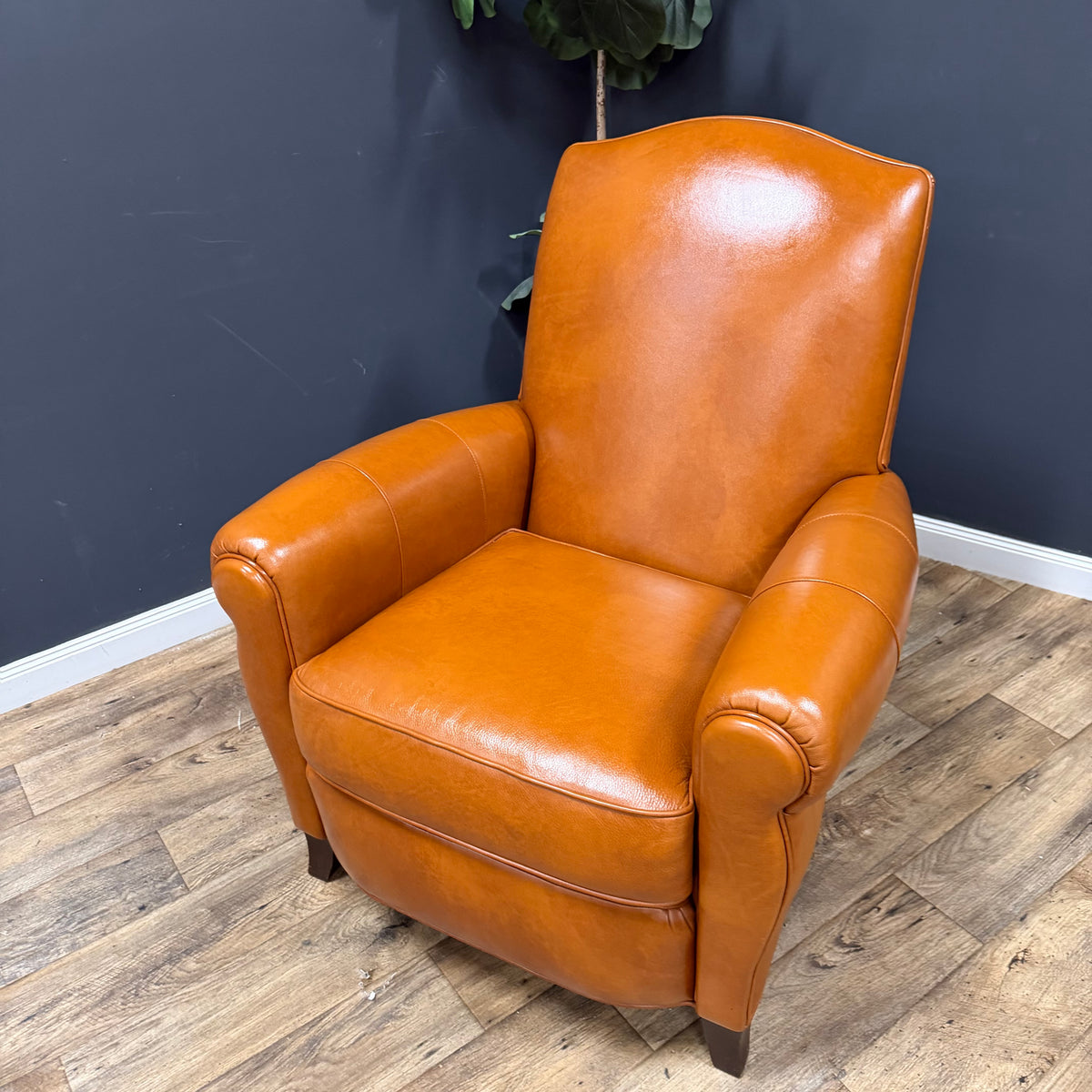 Ethan Allen Leather Arm Chair with Ottoman - Set of 2