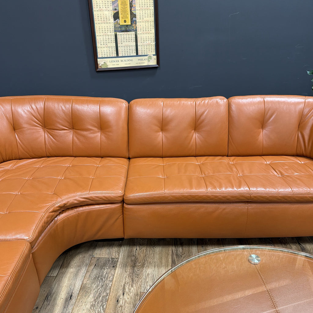 W. Schillig Leather Sofa with Matching Coffee Table