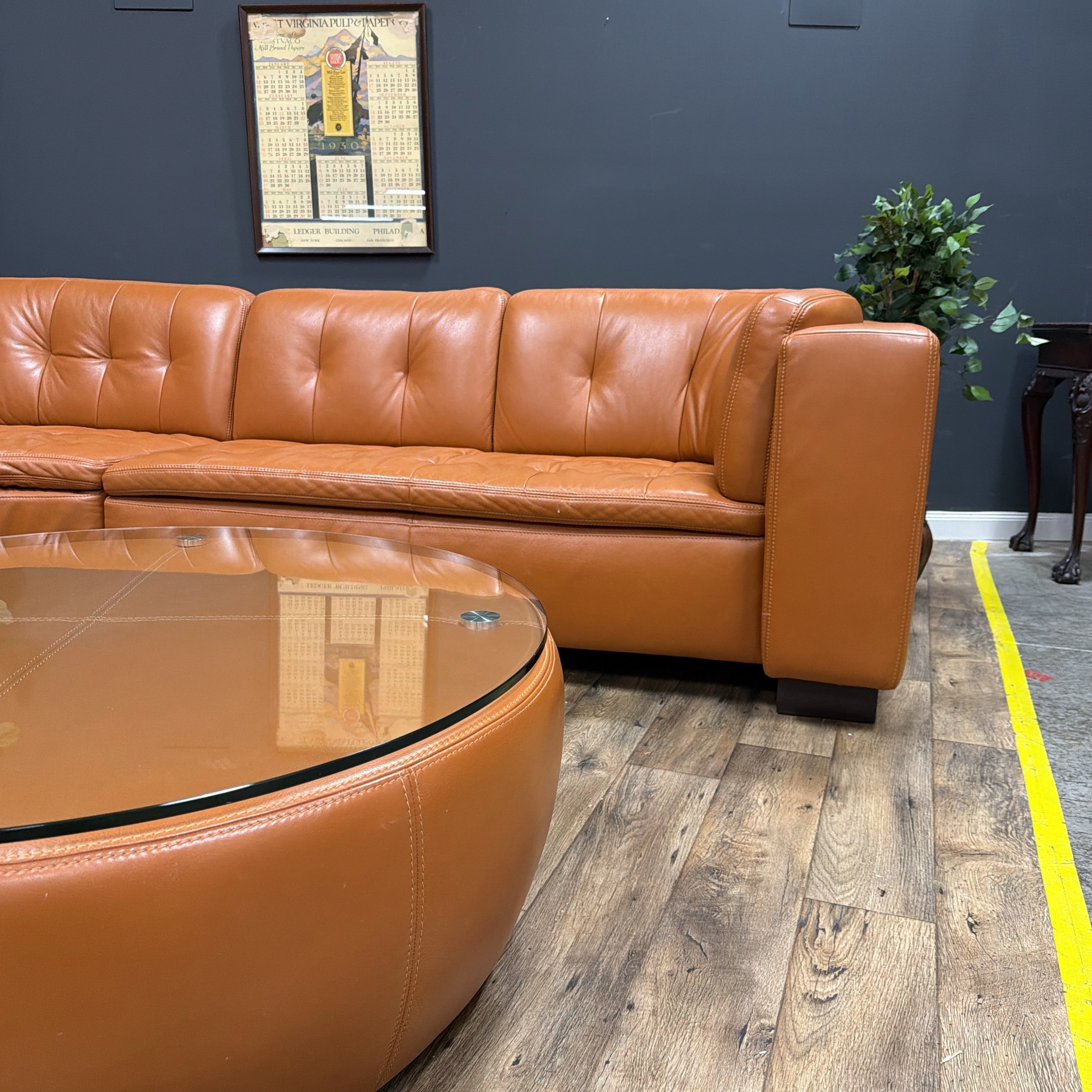 W. Schillig Leather Sofa with Matching Coffee Table