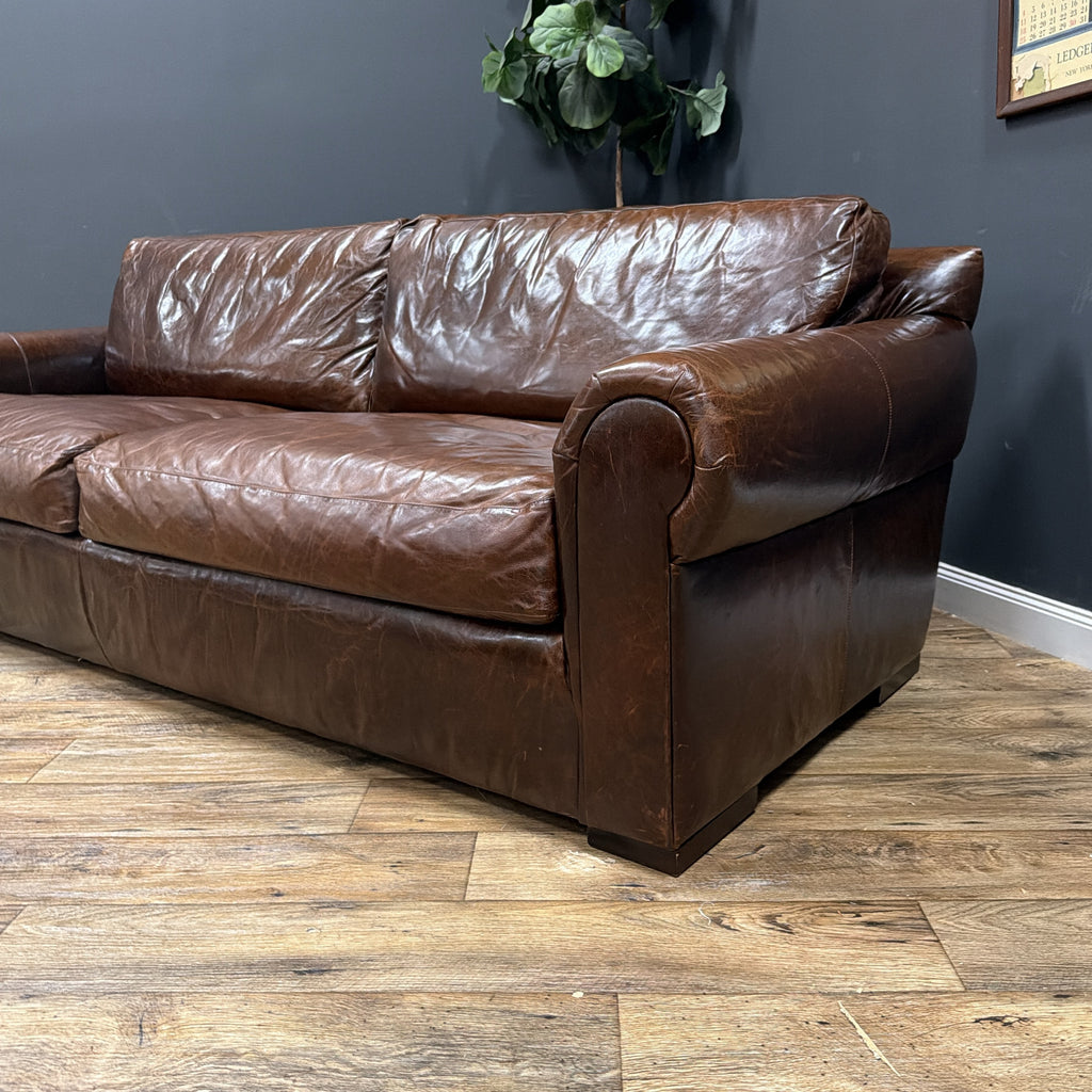 Restoration Hardware Lancaster 8’ Leather Sofa