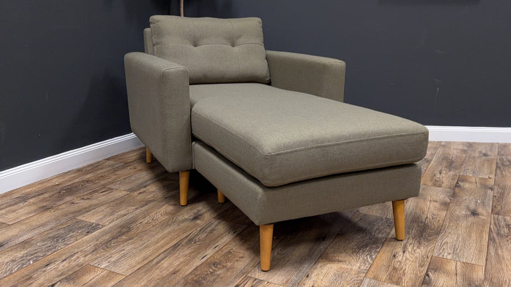 Burrow Nomad Plus Armchair with Chaise — Moss Green
