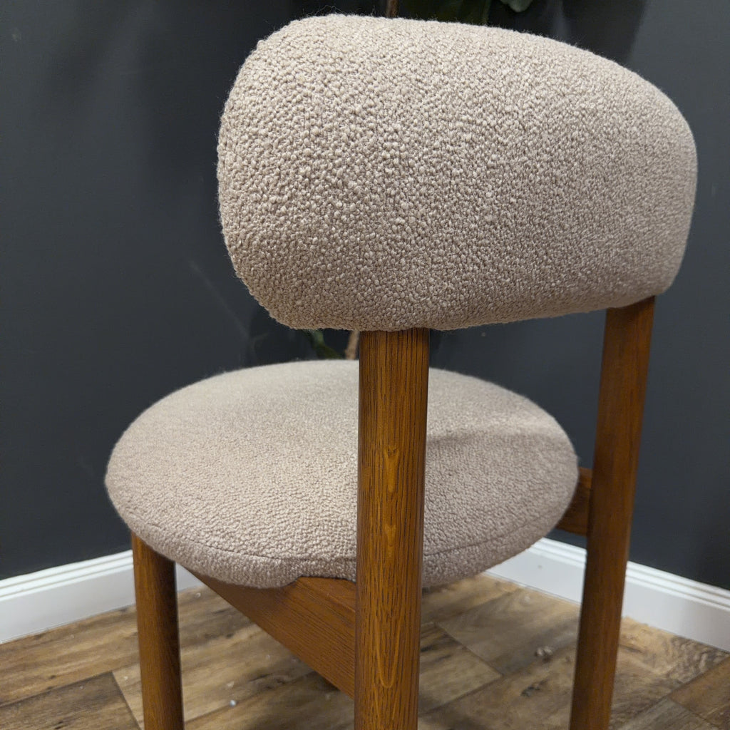 Article Munk Dining Chair - Smoked Oak And Sandstone Wool Bouclé - Set of 2