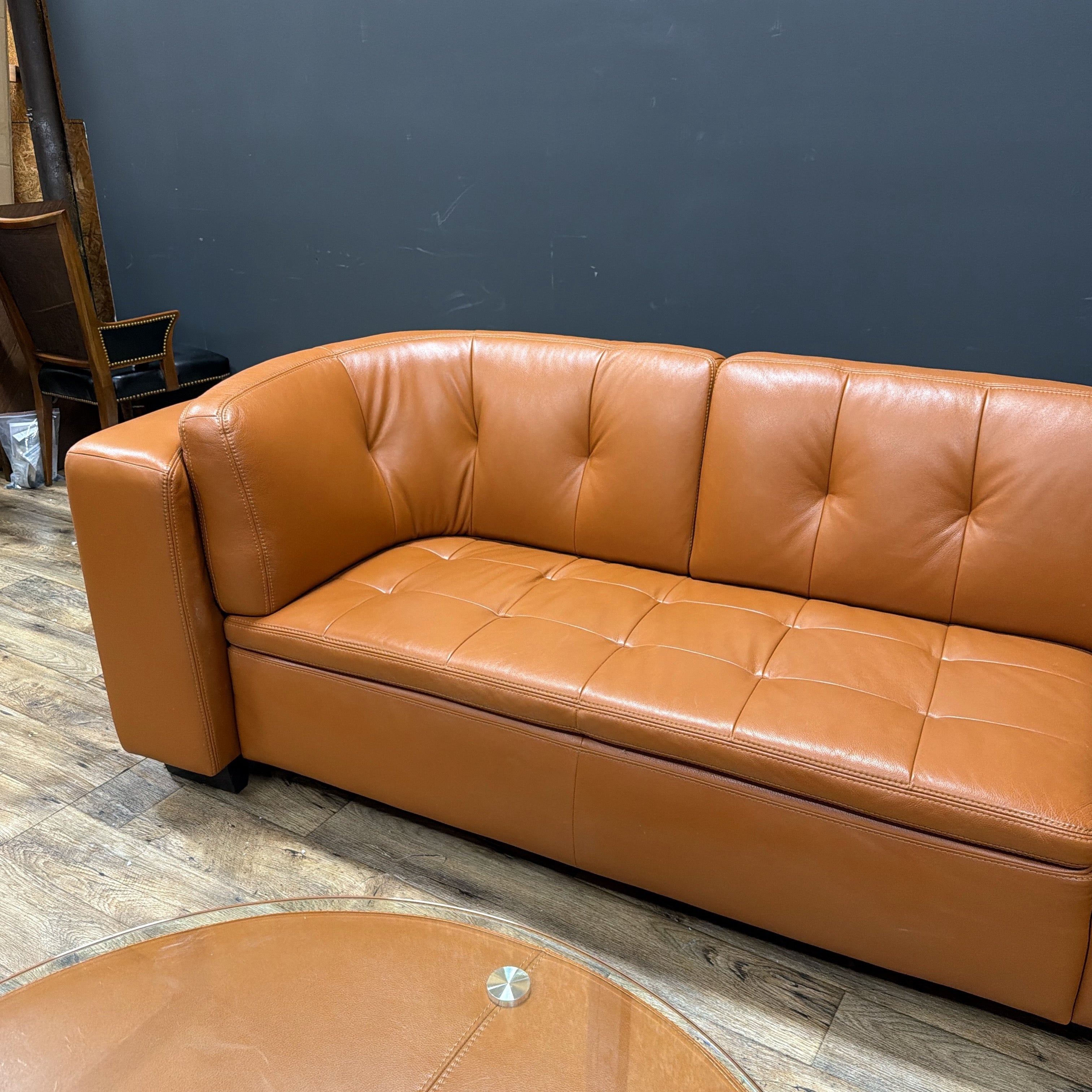 W. Schillig Leather Sofa with Matching Coffee Table