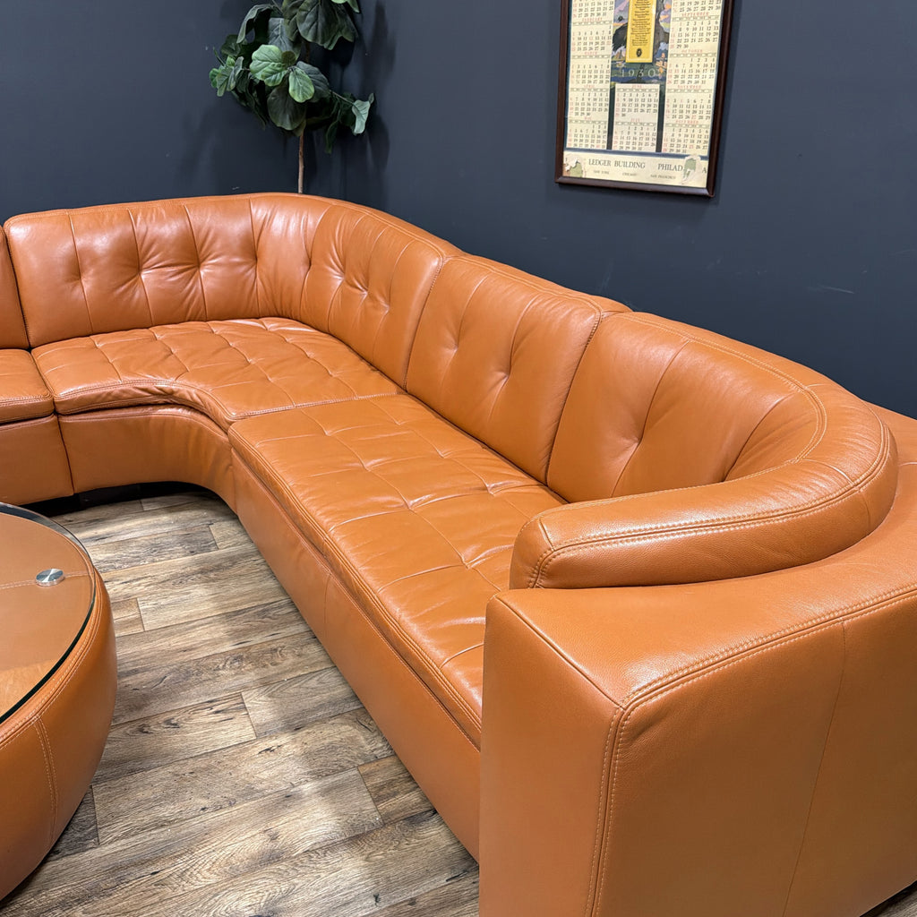 W. Schillig Leather Sofa with Matching Coffee Table