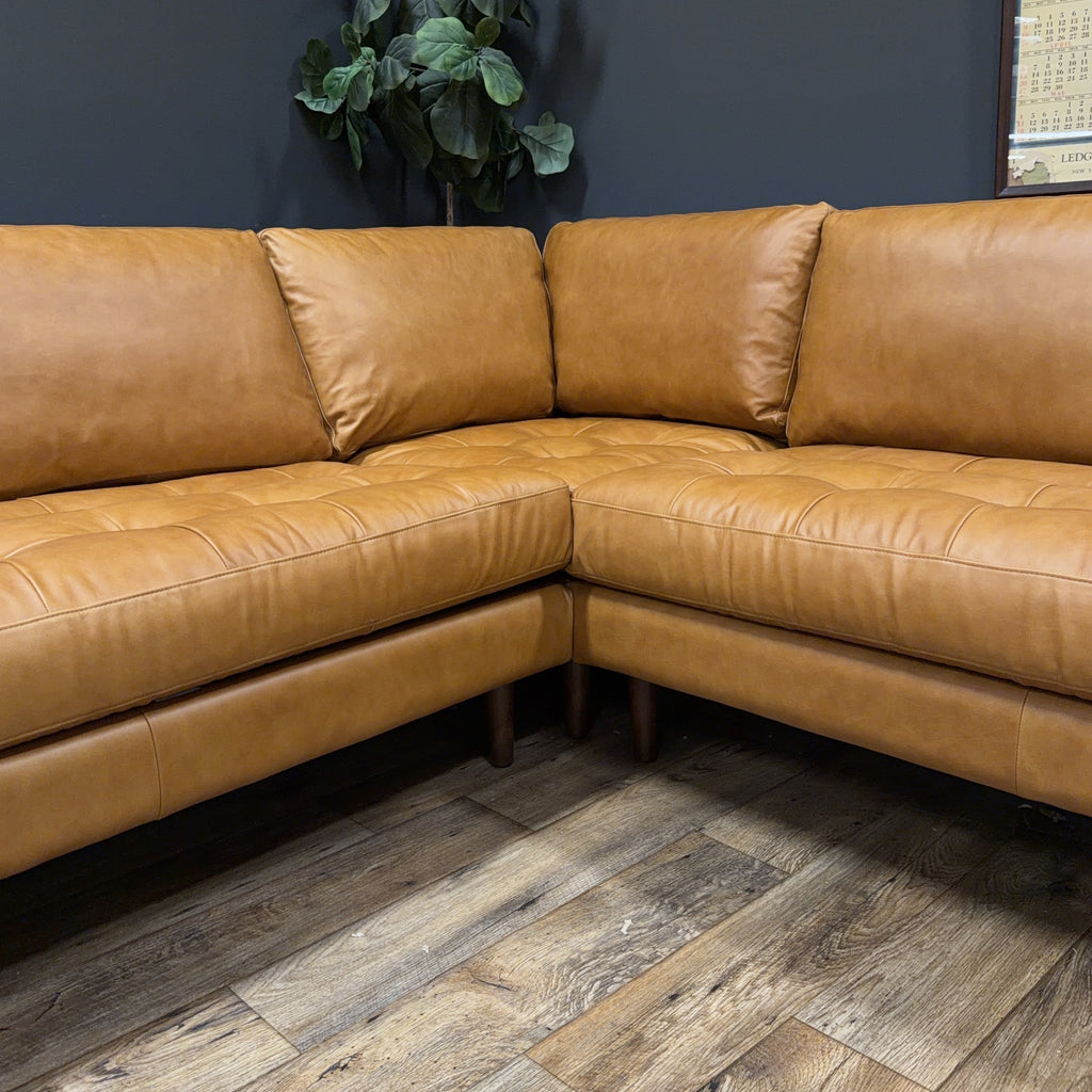 Poly & Bark Napa Leather Corner Sectional Sofa — Cognac Tan