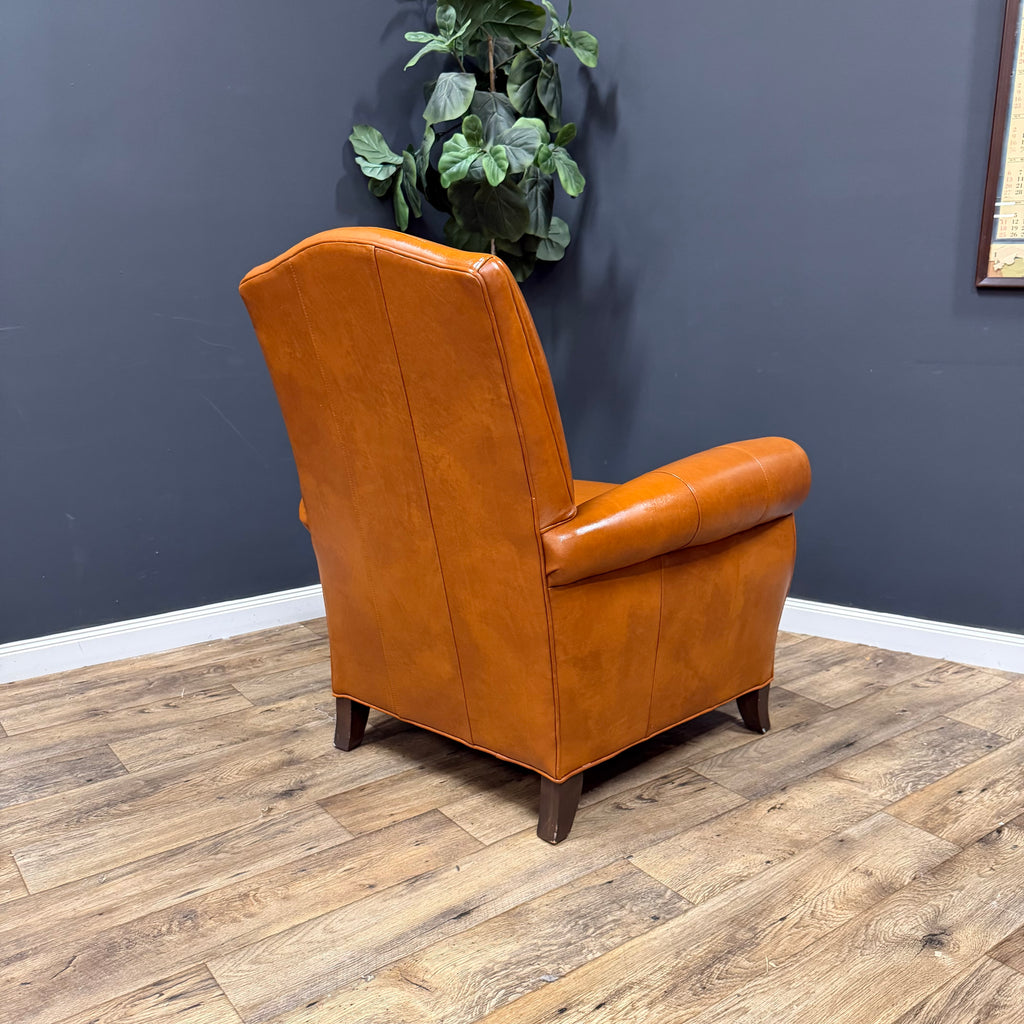 Ethan Allen Leather Arm Chair with Ottoman - Set of 2