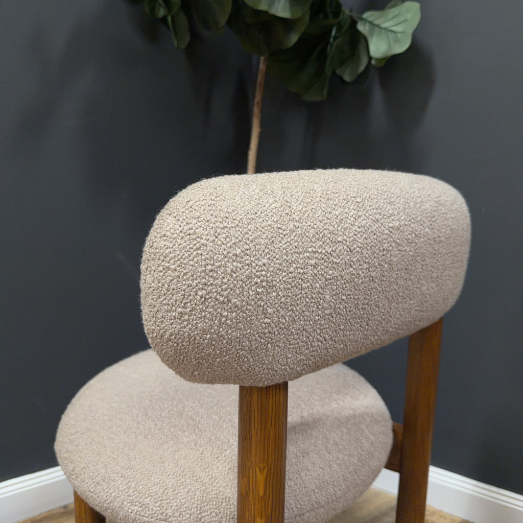 Article Munk Dining Chair - Smoked Oak And Sandstone Wool Bouclé - Set of 2