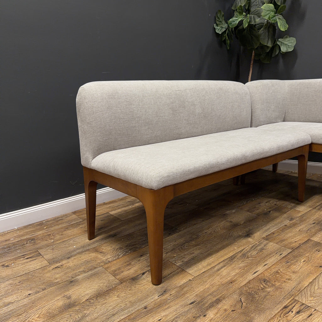 Article - Rosin 56.75" Left Corner Banquette and Rosin 53" Armless Banquette- Smoked Oak And Hestia Gray