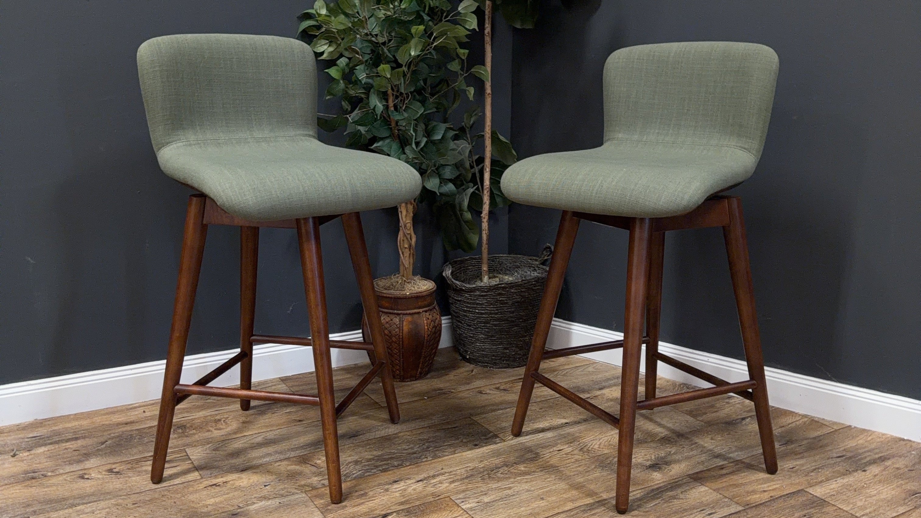 Sede Swivel Counter Stool — Walnut & Olio Green - 2 available - sold by ea. (Article)
