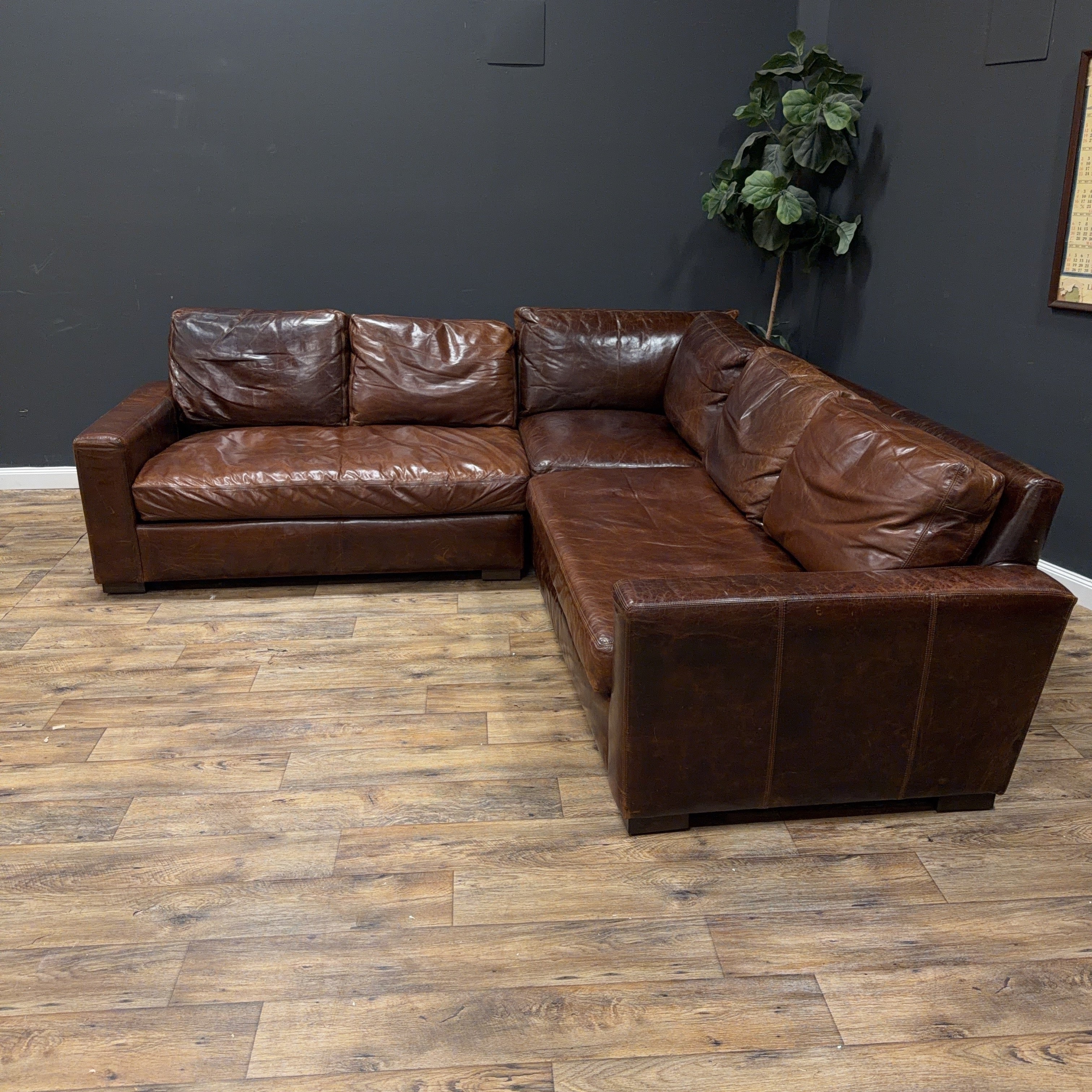 Restoration Hardware Maxwell Leather Sectional Sofa