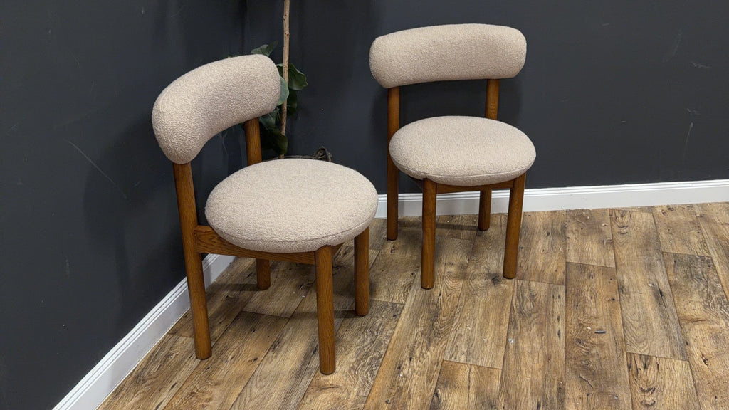 Article Munk Dining Chair - Smoked Oak And Sandstone Wool Bouclé - Set of 2