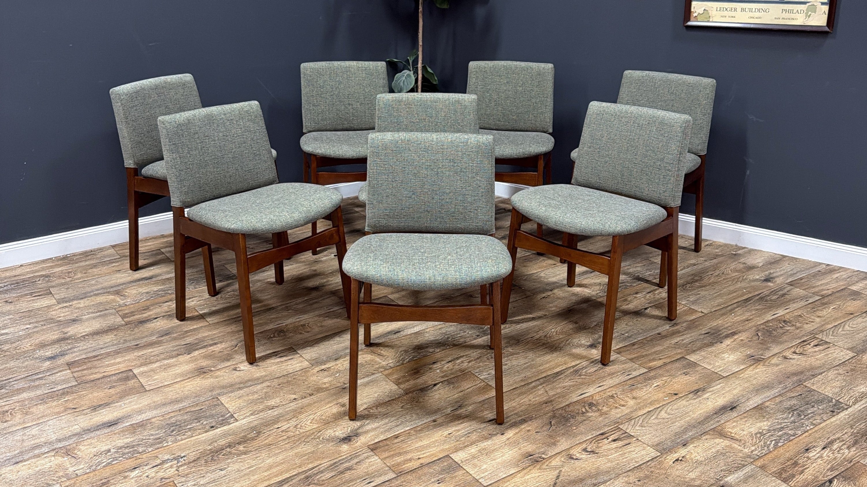 Article Nosh Dining Chair - Walnut And Hemlock Green - set of 8