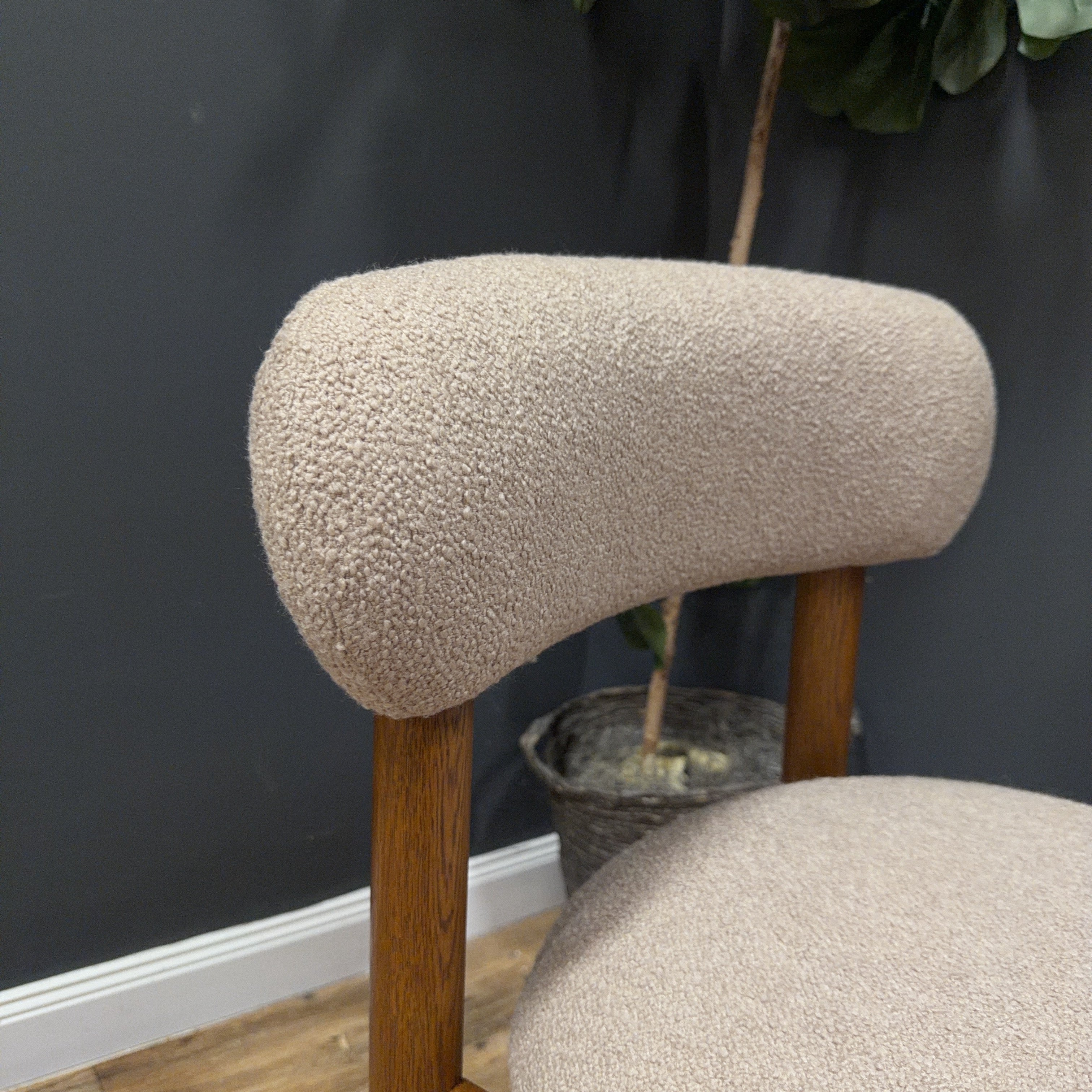 Article Munk Dining Chair - Smoked Oak And Sandstone Wool Bouclé - Set of 2