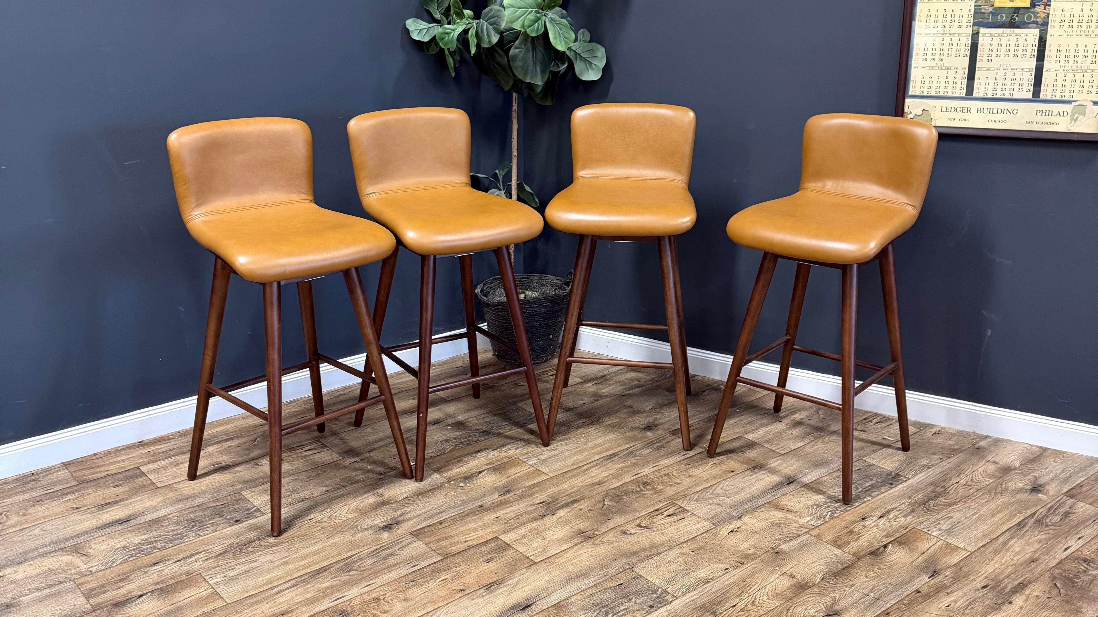 Article - Sede Leather Swivel Bar Stool - set of 4