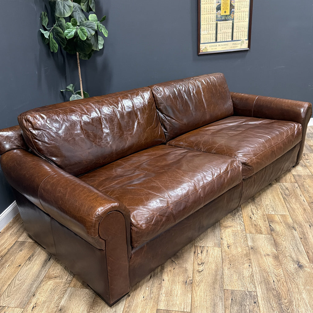 Restoration Hardware Lancaster 8’ Leather Sofa