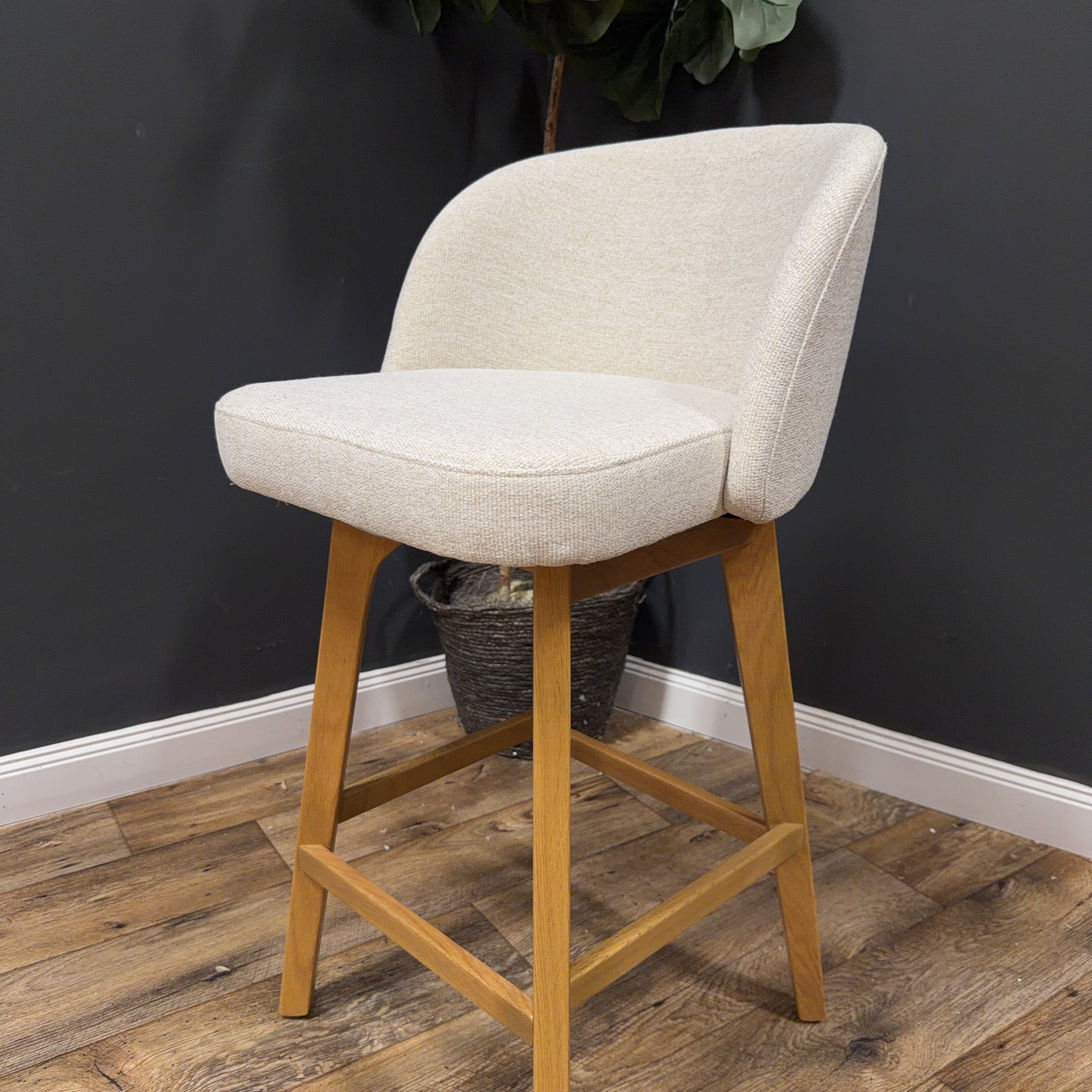 Article Alta Swivel Counter Stool - Oak And Camellia Ivory - Set of 4