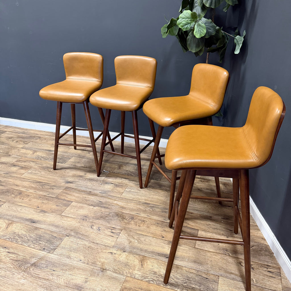 Article - Sede Leather Swivel Bar Stool - set of 4