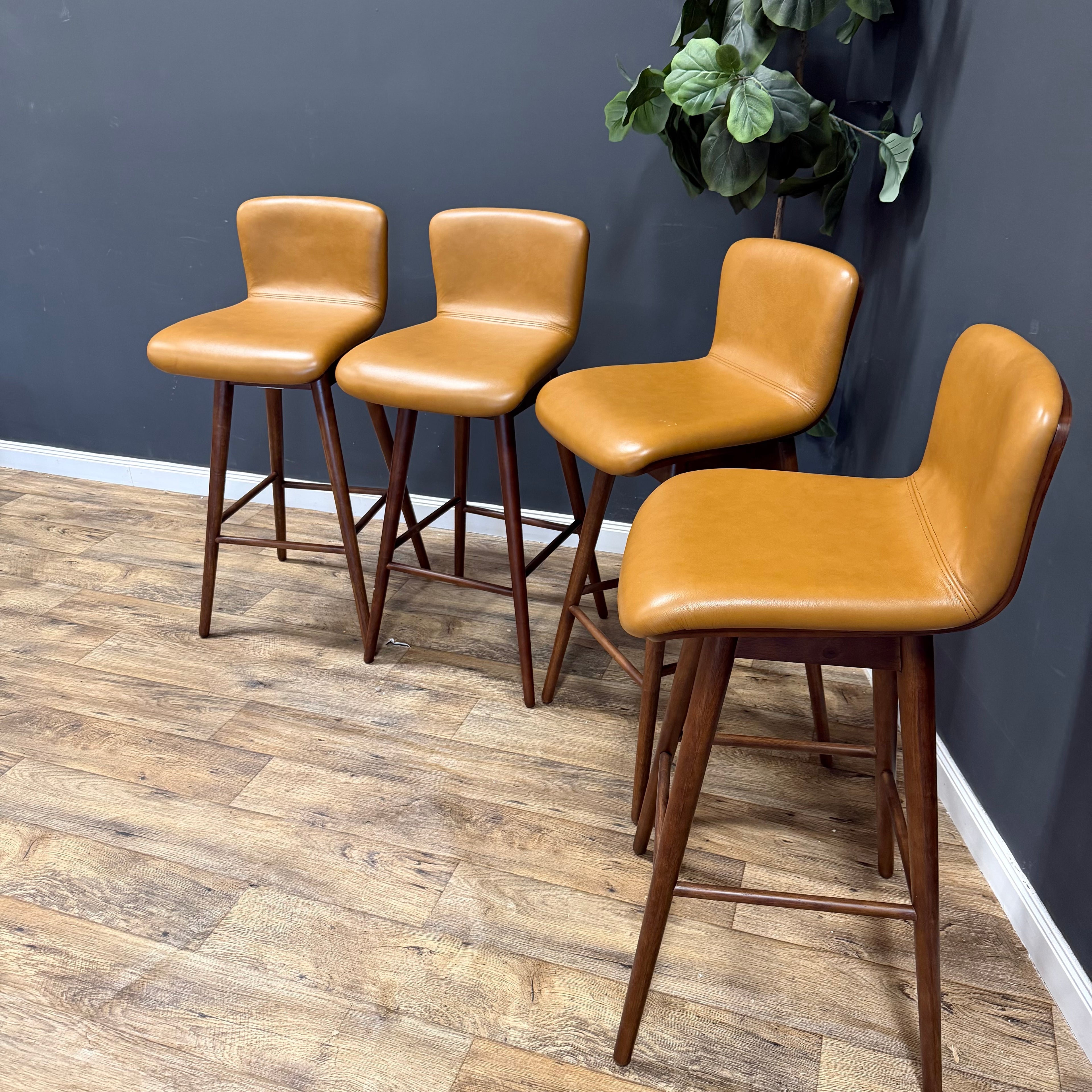 Article - Sede Leather Swivel Bar Stool - set of 4