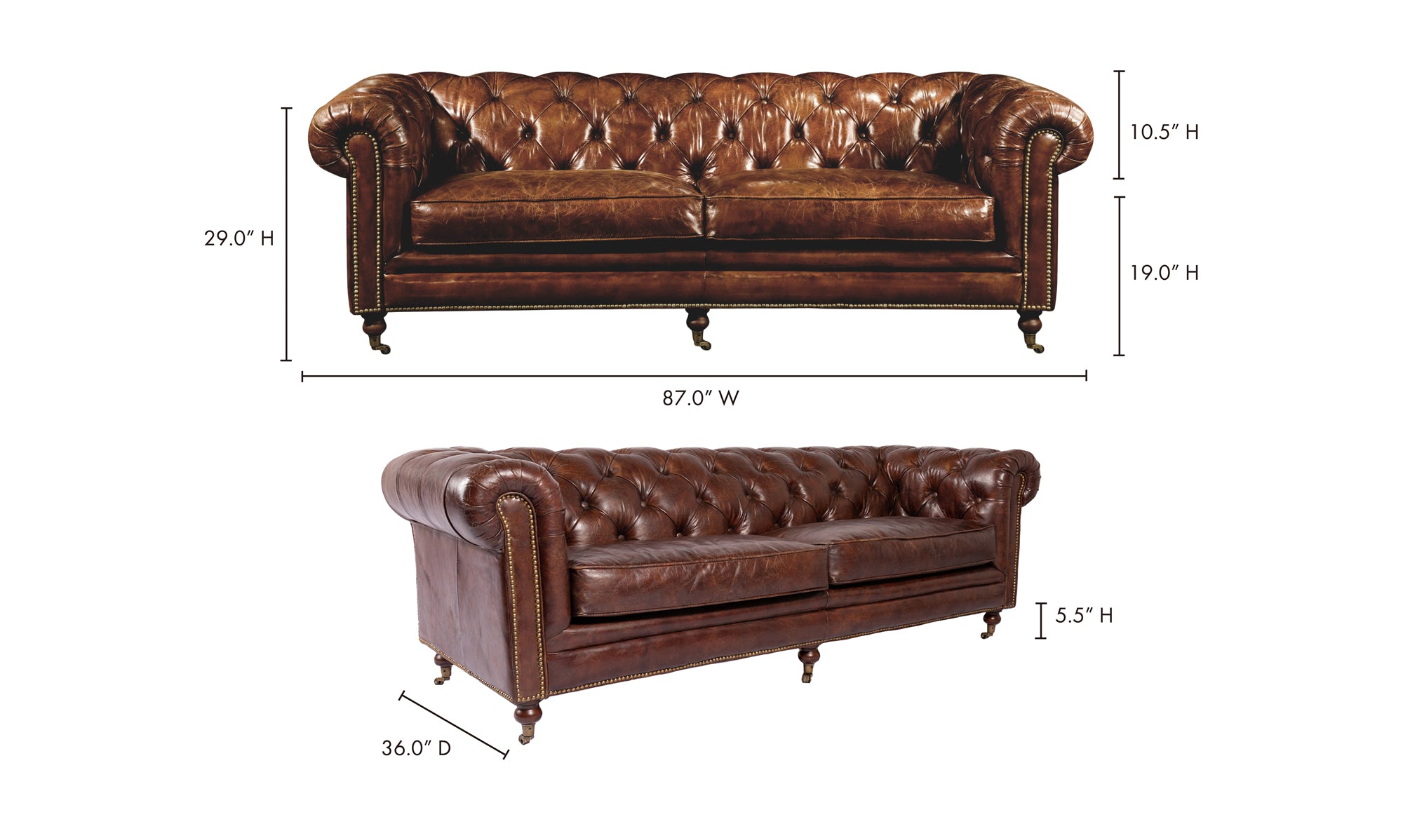 Birmingham Sofa Dark Brown Leather
