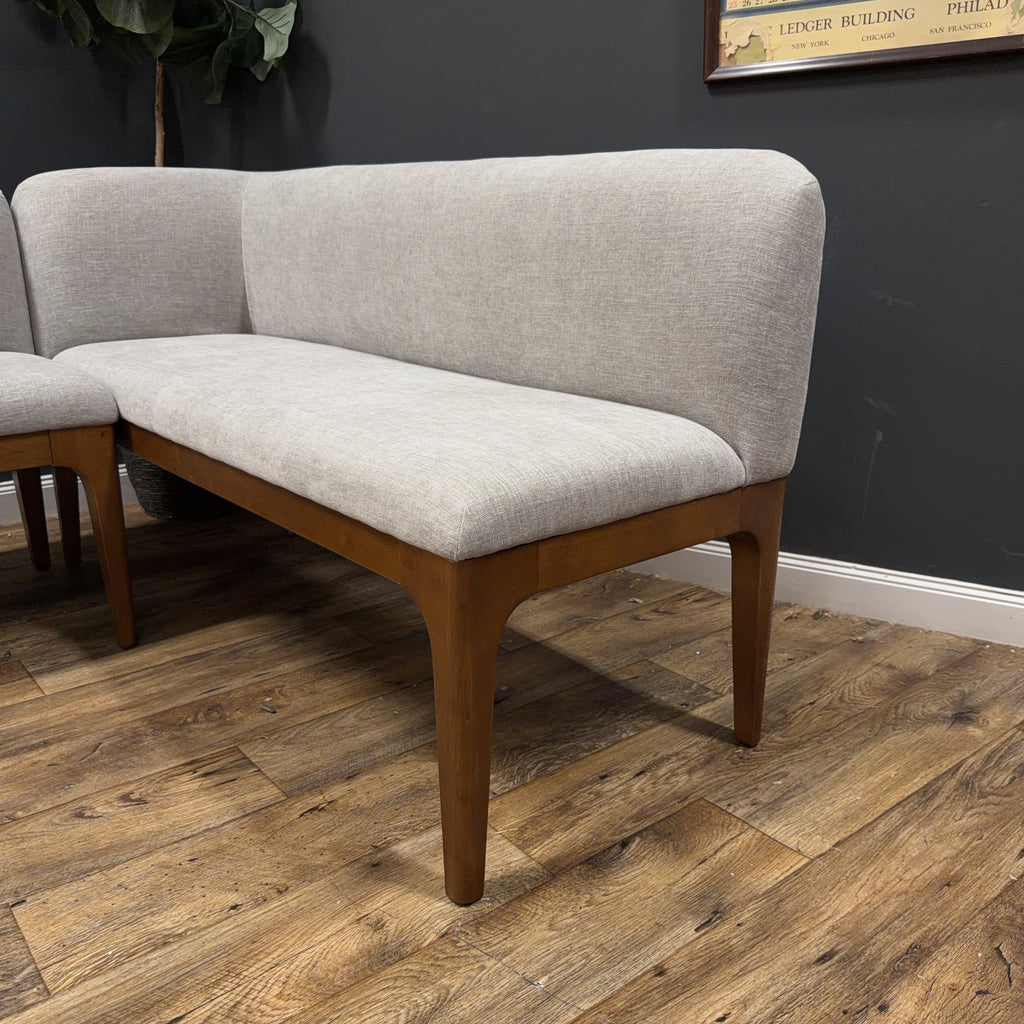 Article - Rosin 56.75" Left Corner Banquette and Rosin 53" Armless Banquette- Smoked Oak And Hestia Gray