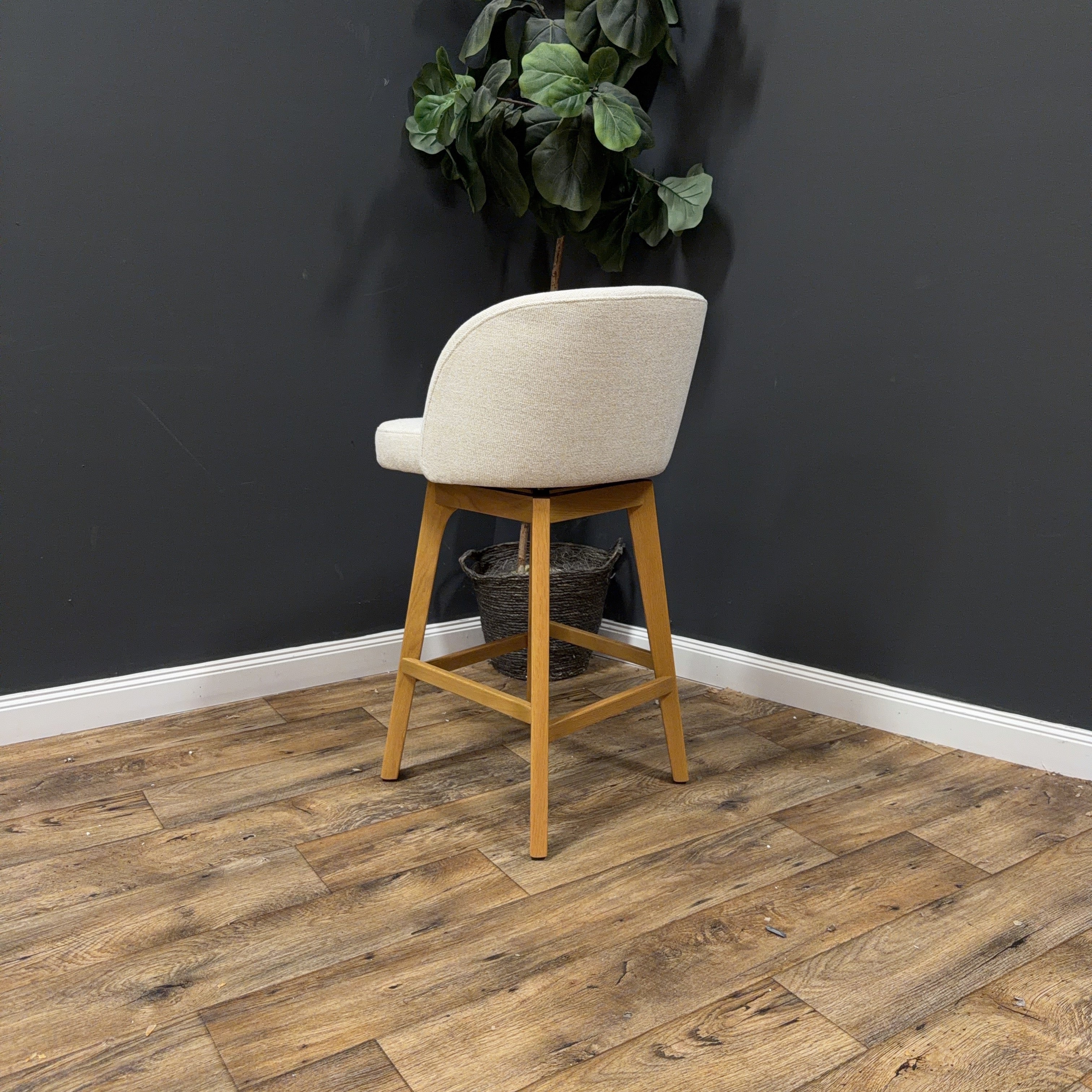 Article Alta Swivel Counter Stool - Oak And Camellia Ivory - Set of 4