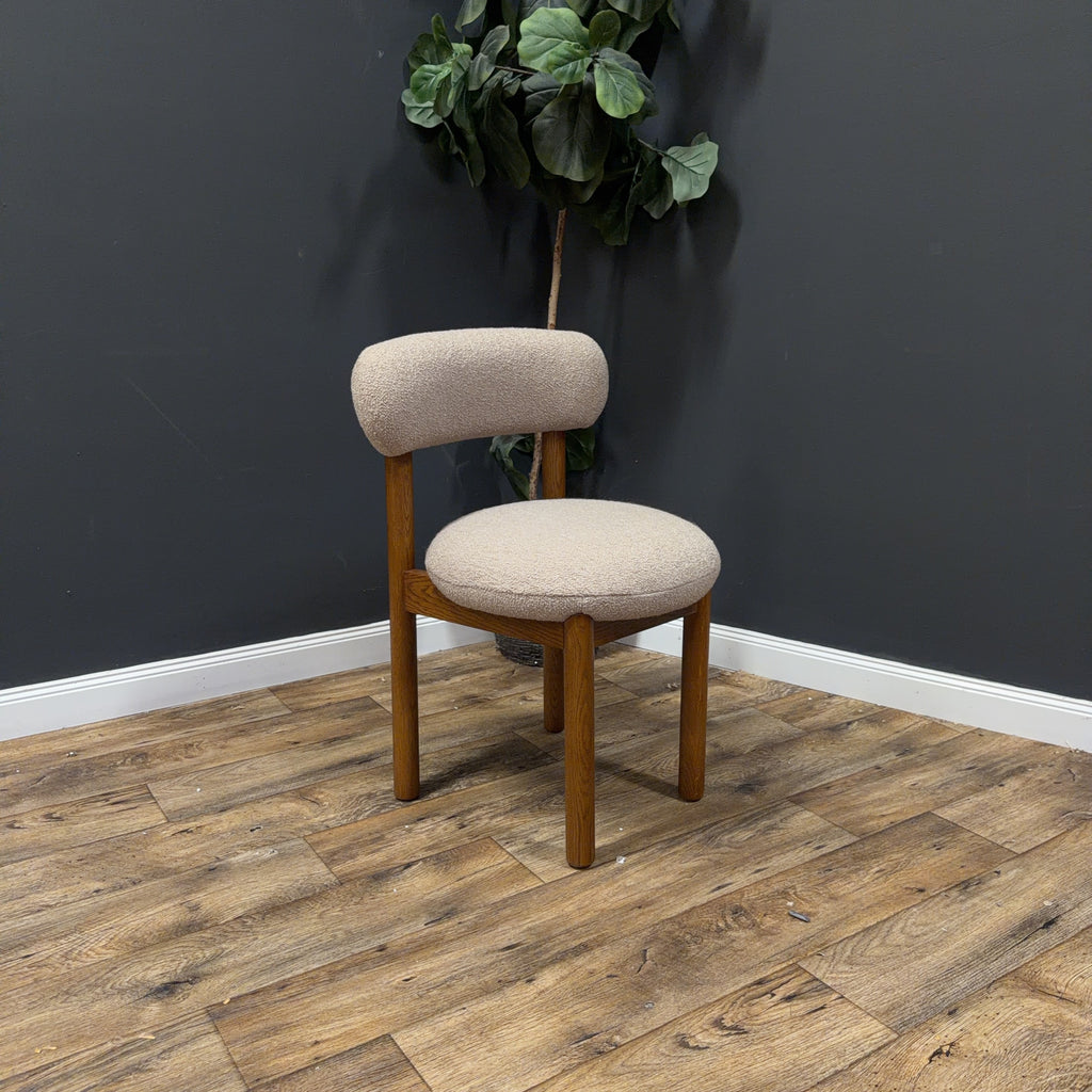 Article Munk Dining Chair - Smoked Oak And Sandstone Wool Bouclé - Set of 2