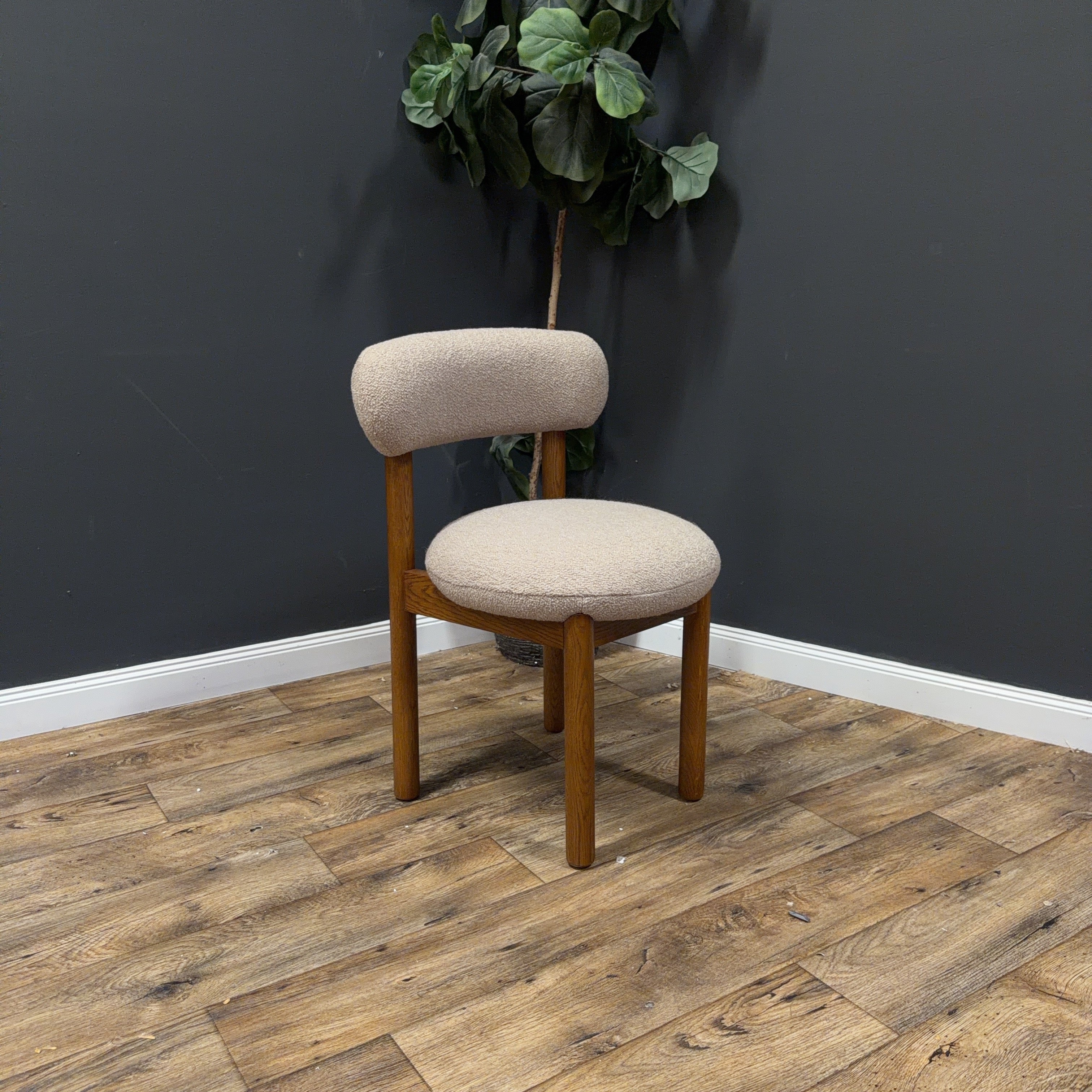 Article Munk Dining Chair - Smoked Oak And Sandstone Wool Bouclé - Set of 2