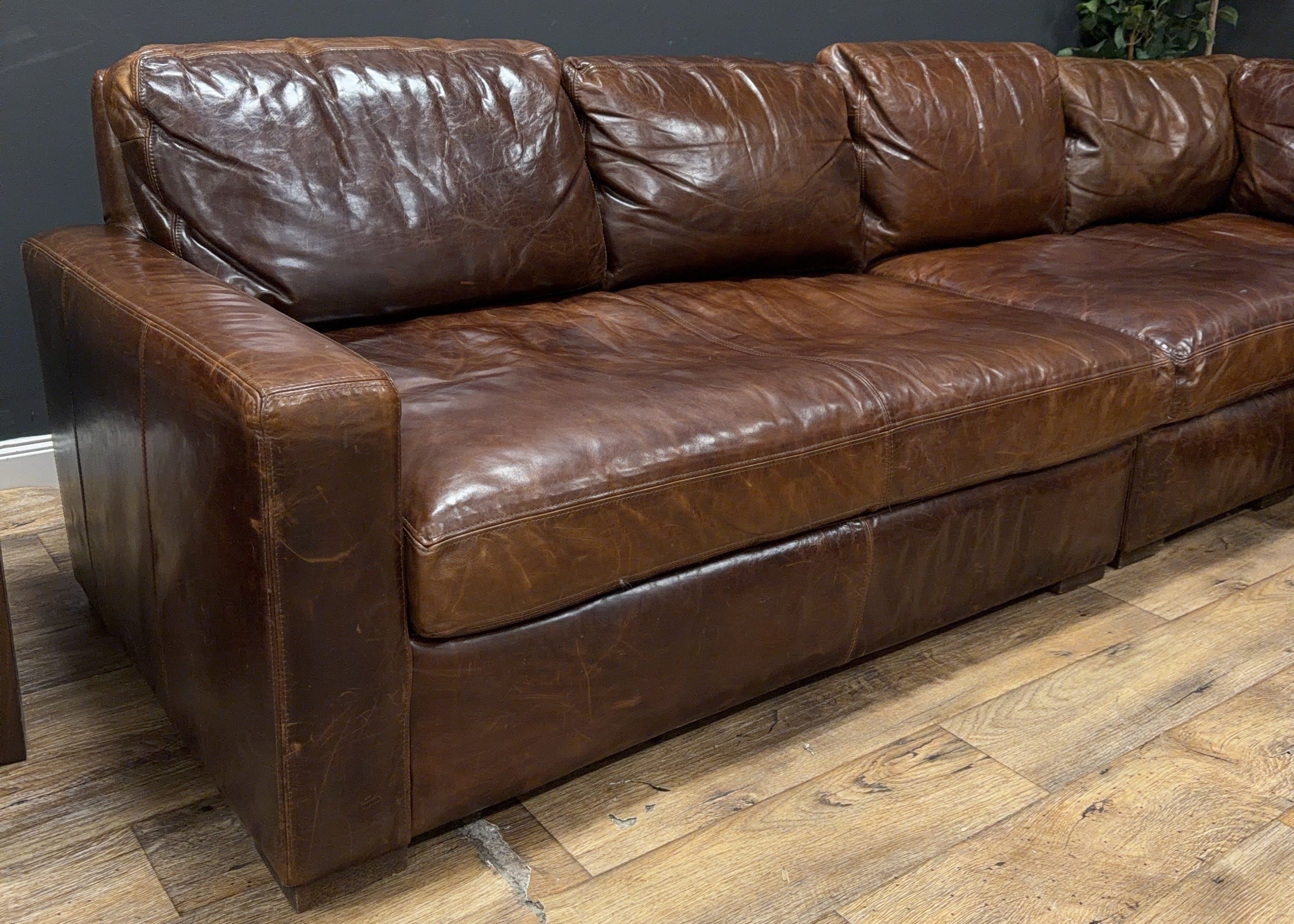 Restoration Hardware Maxwell Leather Modular Sectional