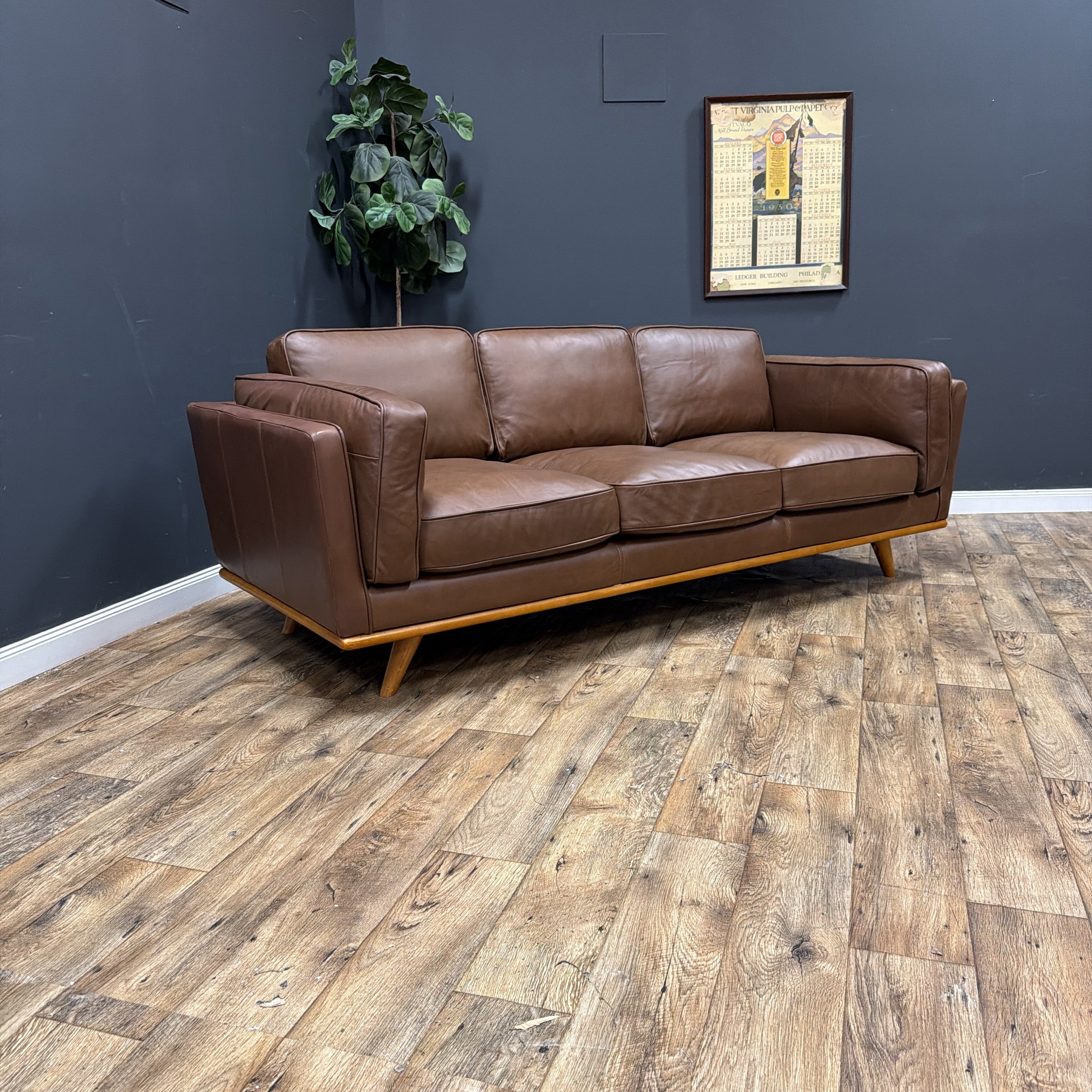 Timber 90" Leather Sofa - Charme Chocolat
