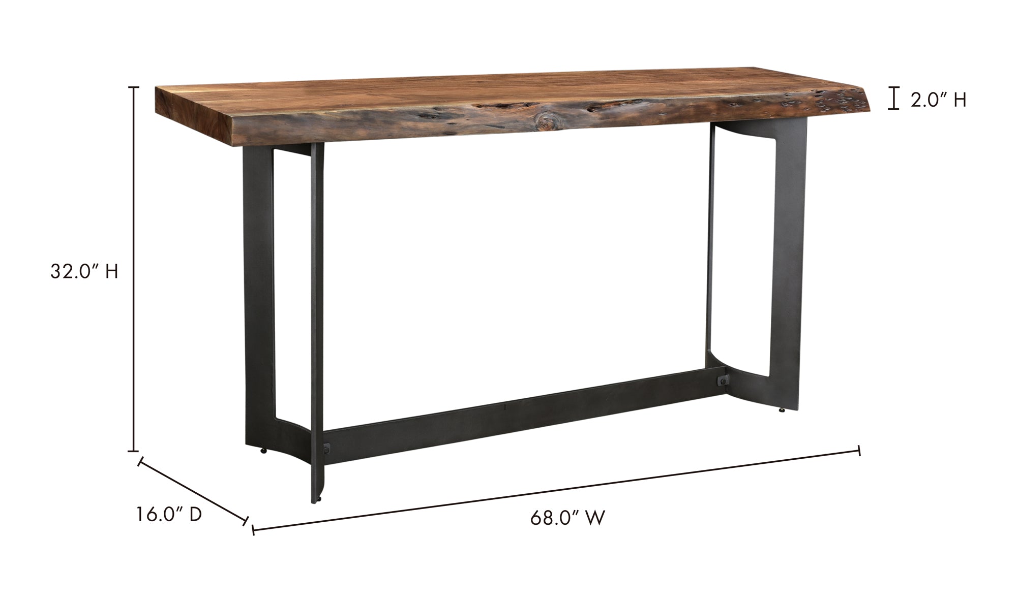 Bent Console Table Brown