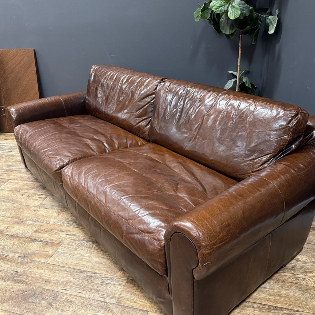 Restoration Hardware Lancaster 8’ Leather Sofa