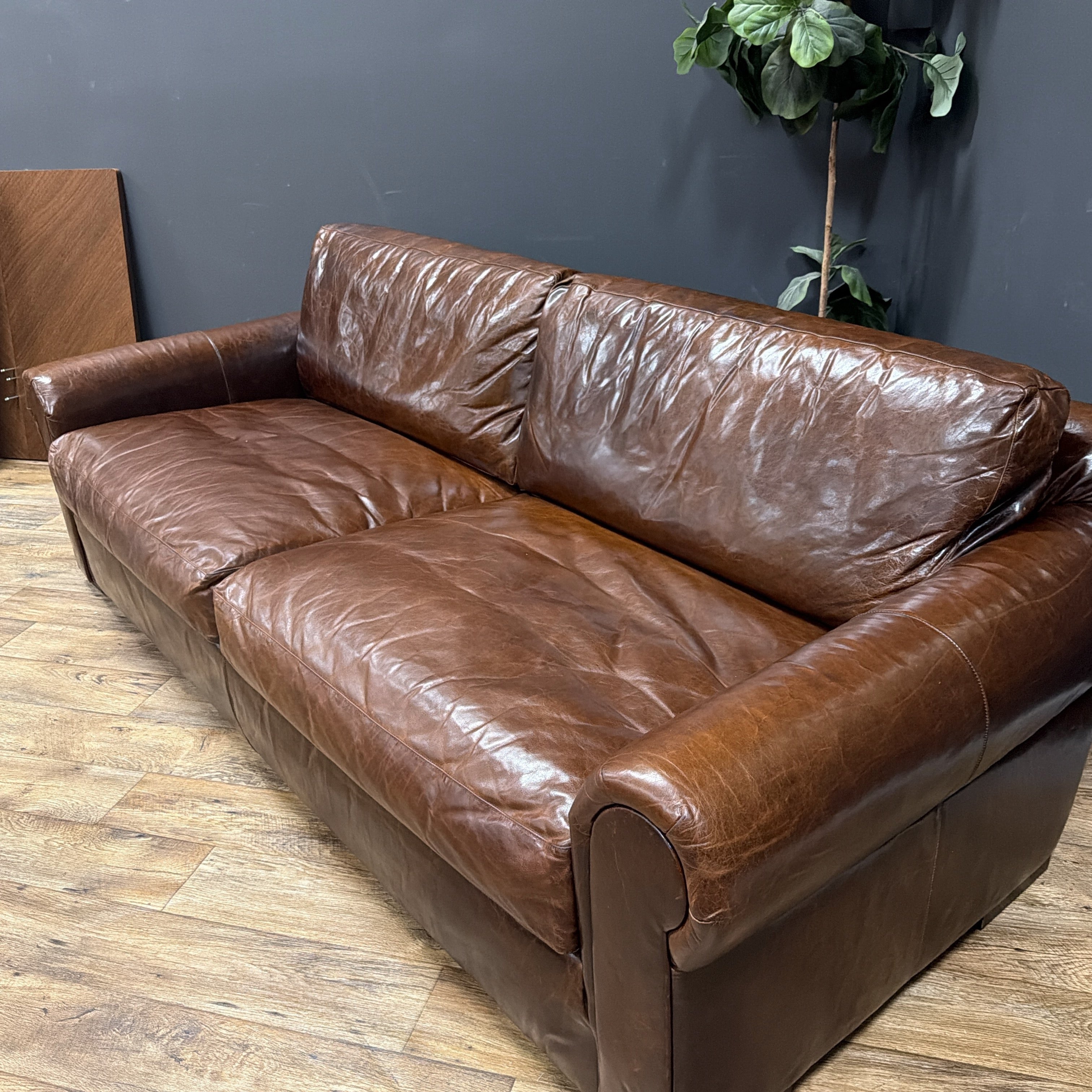 Restoration Hardware Lancaster 8’ Leather Sofa