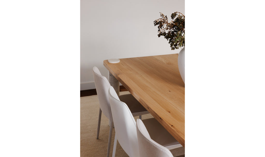 Century Dining Table Natural White Marble Leg