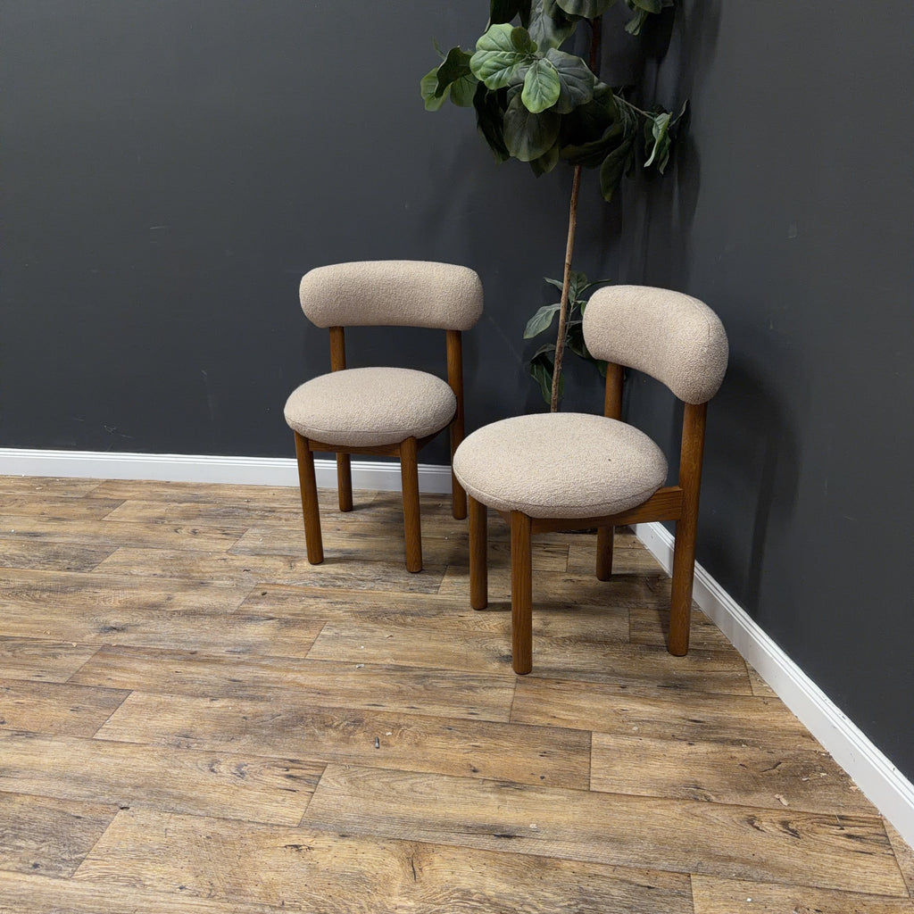 Article Munk Dining Chair - Smoked Oak And Sandstone Wool Bouclé - Set of 2
