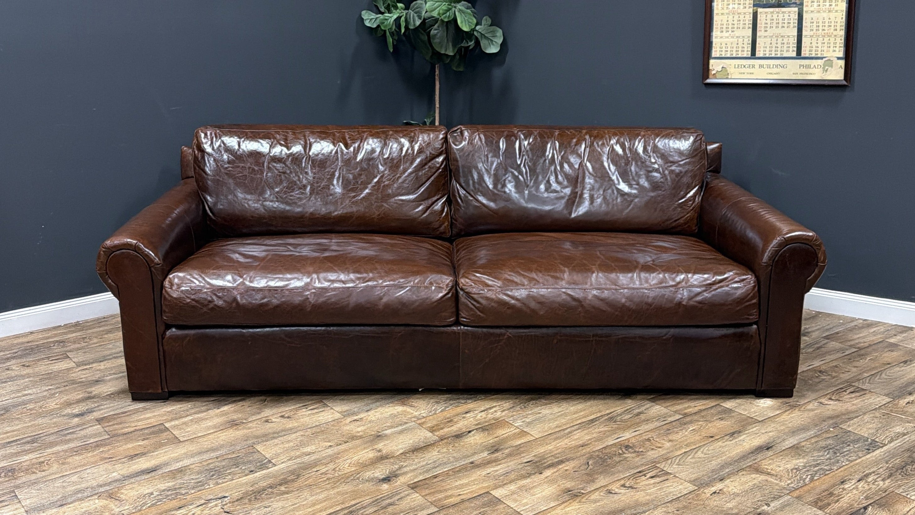Restoration Hardware Lancaster 8’ Leather Sofa
