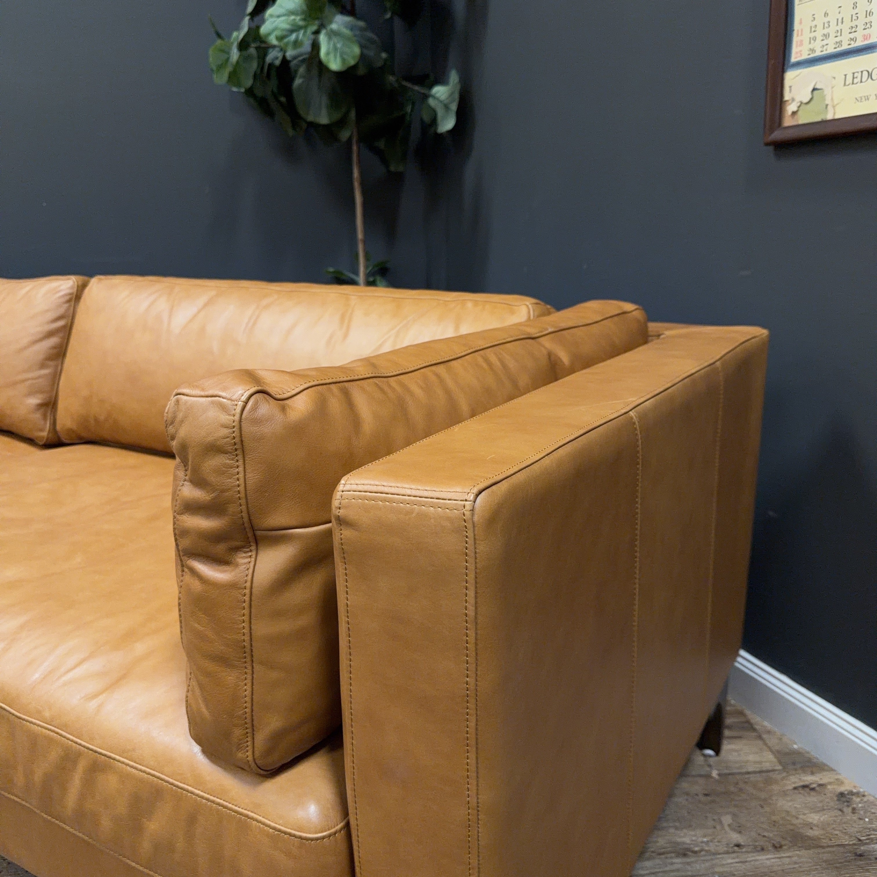 Poly & Bark Argan Leather Sofa — Cognac Tan