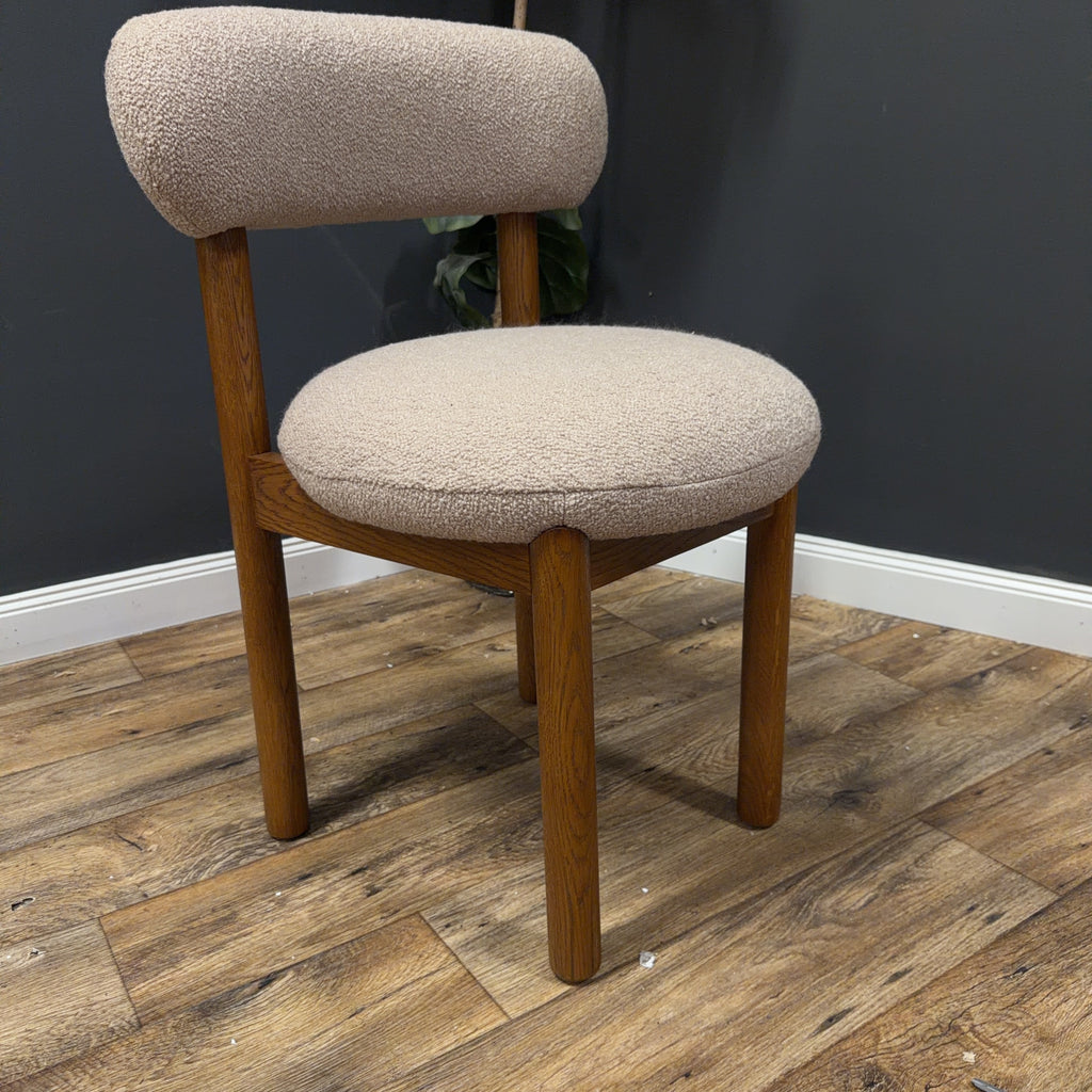 Article Munk Dining Chair - Smoked Oak And Sandstone Wool Bouclé - Set of 2