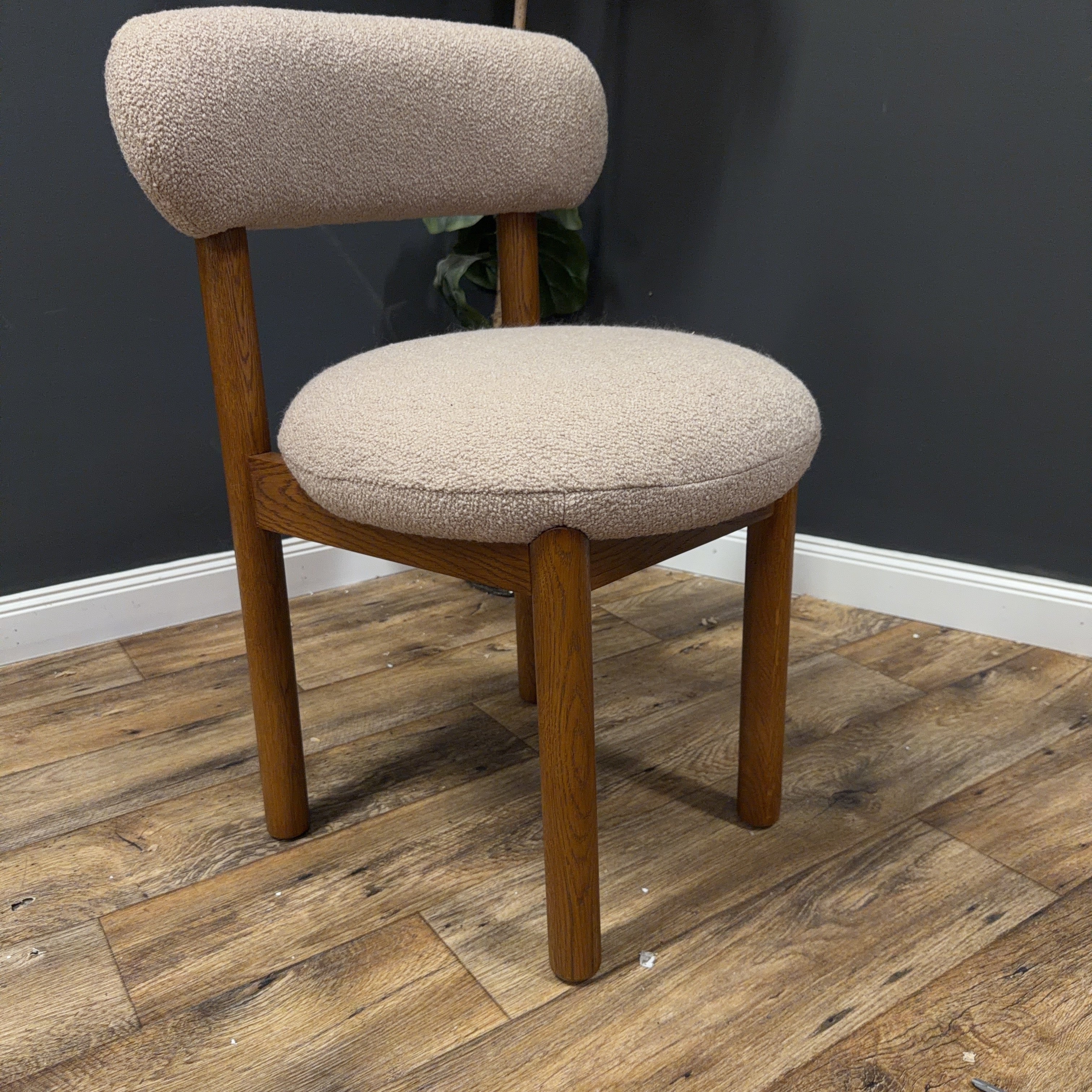 Article Munk Dining Chair - Smoked Oak And Sandstone Wool Bouclé - Set of 2