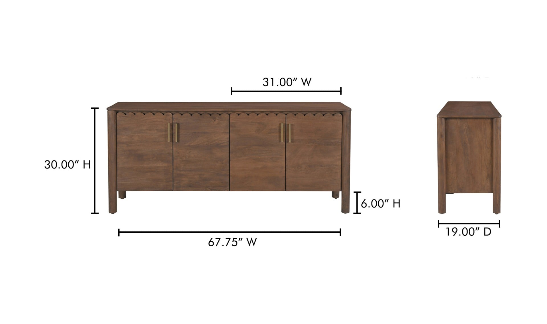 Wiley 4 Door Sideboard Vintage Brown