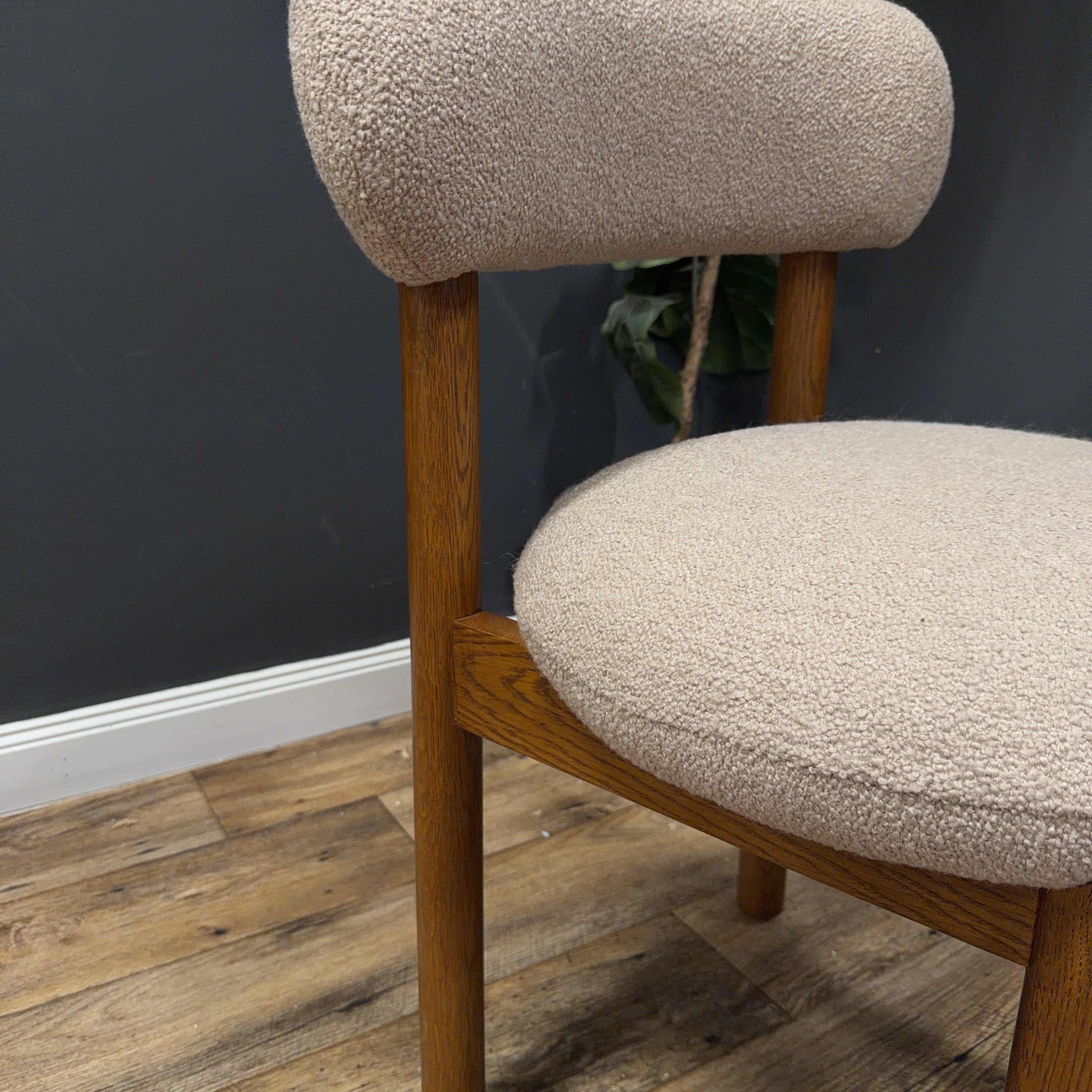 Article Munk Dining Chair - Smoked Oak And Sandstone Wool Bouclé - Set of 2