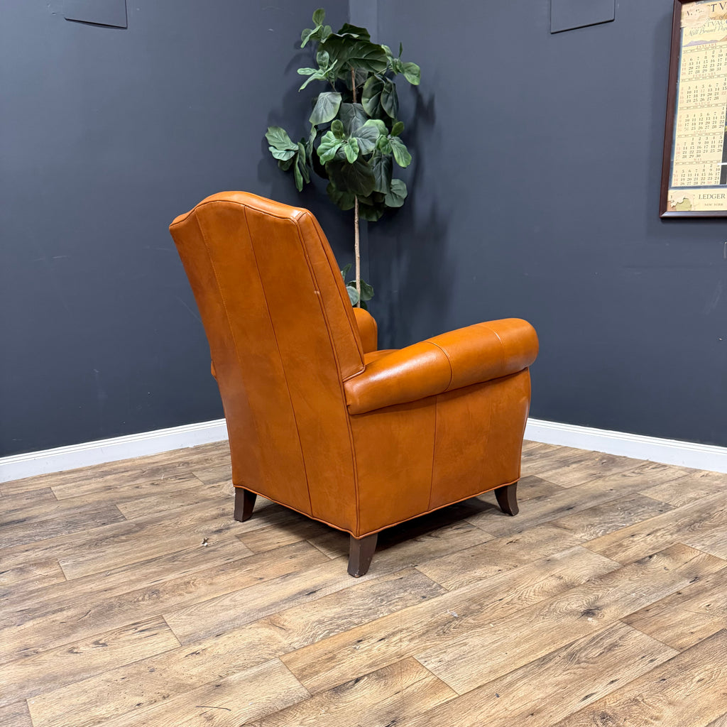 Ethan Allen Leather Arm Chair with Ottoman - Set of 2