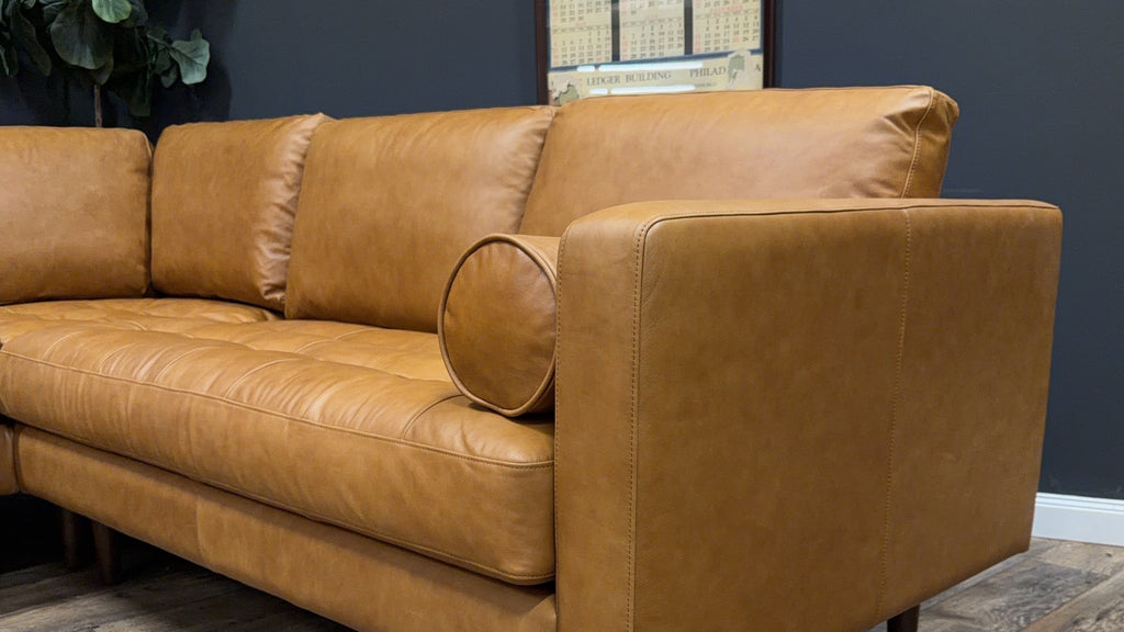 Poly & Bark Napa Leather Corner Sectional Sofa — Cognac Tan